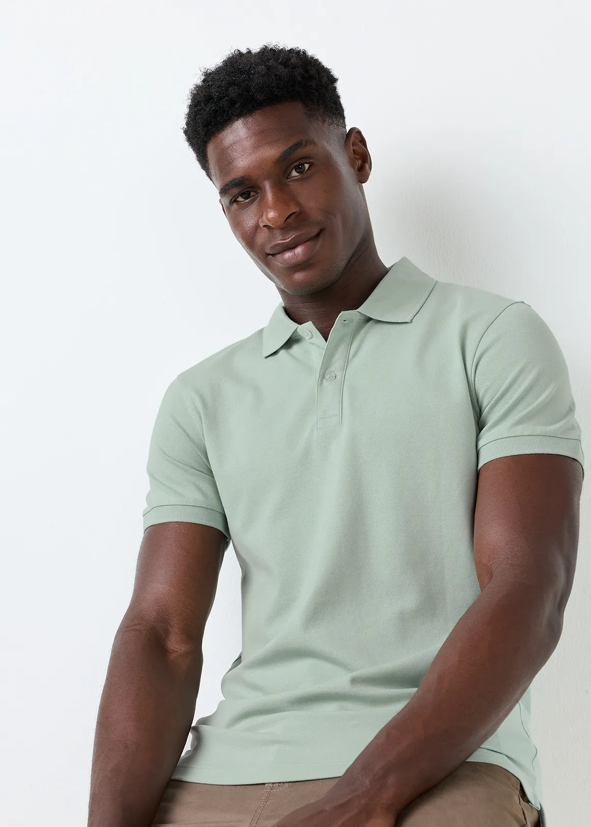 Slim Fit Pique Golfer - LIGHT AQUA