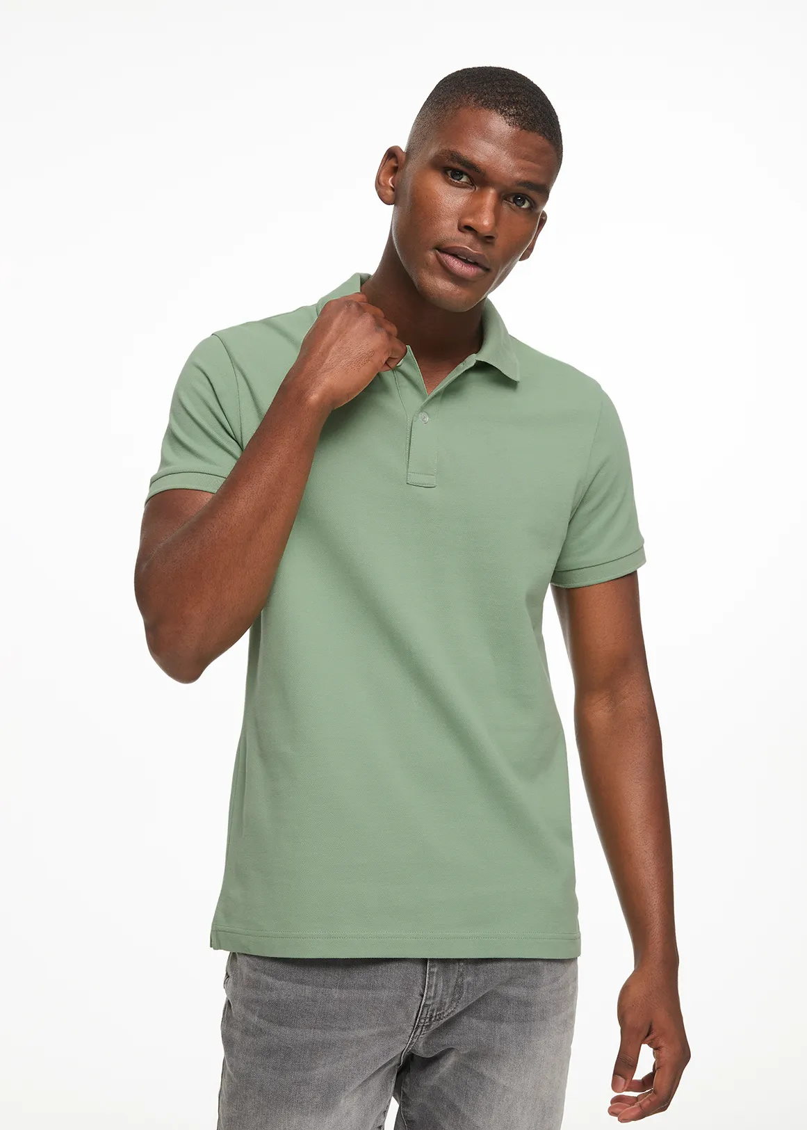 Slim Fit Pique Golfer - SAGE