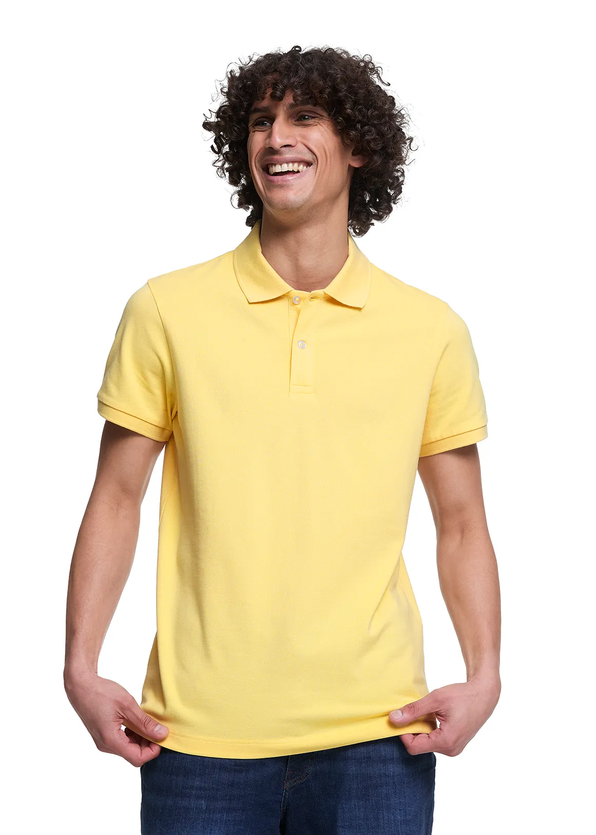 Slim Fit Pique Golfer - YELLOW