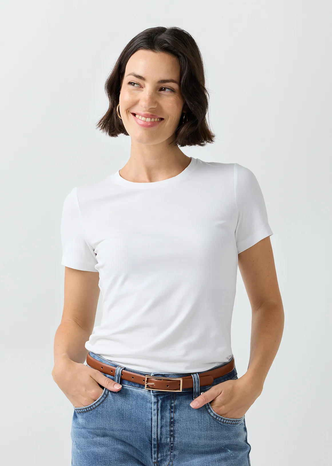 Slim Fit Stretch Cotton T-shirt - WHITE