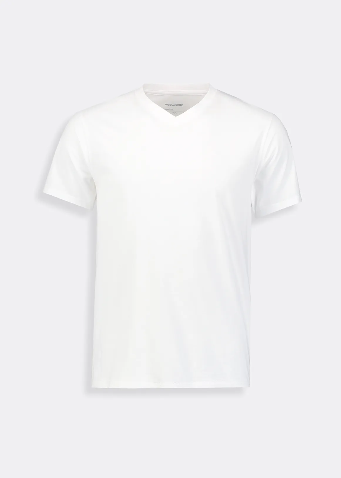 Slim Fit V-neck Cotton T-shirt - WHITE