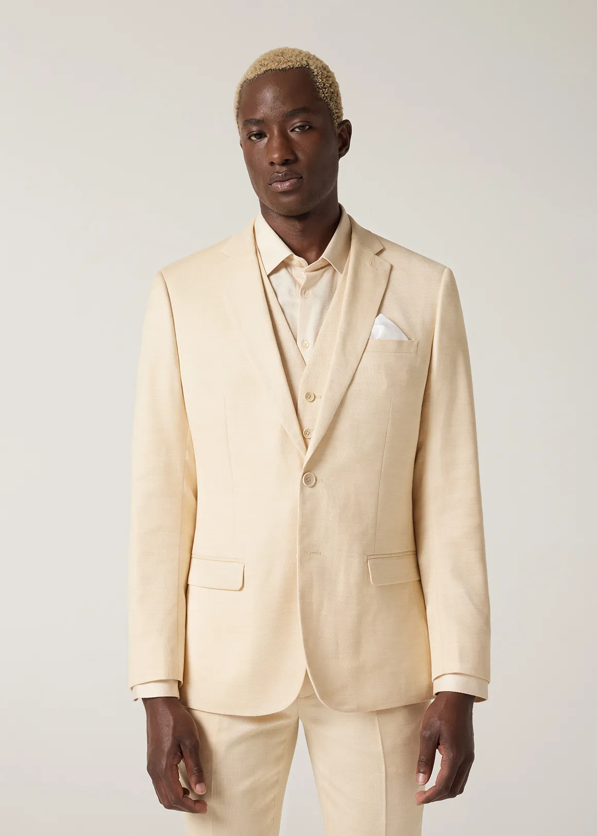 Slim Stretch Textured Tailored Jacket - LEMON