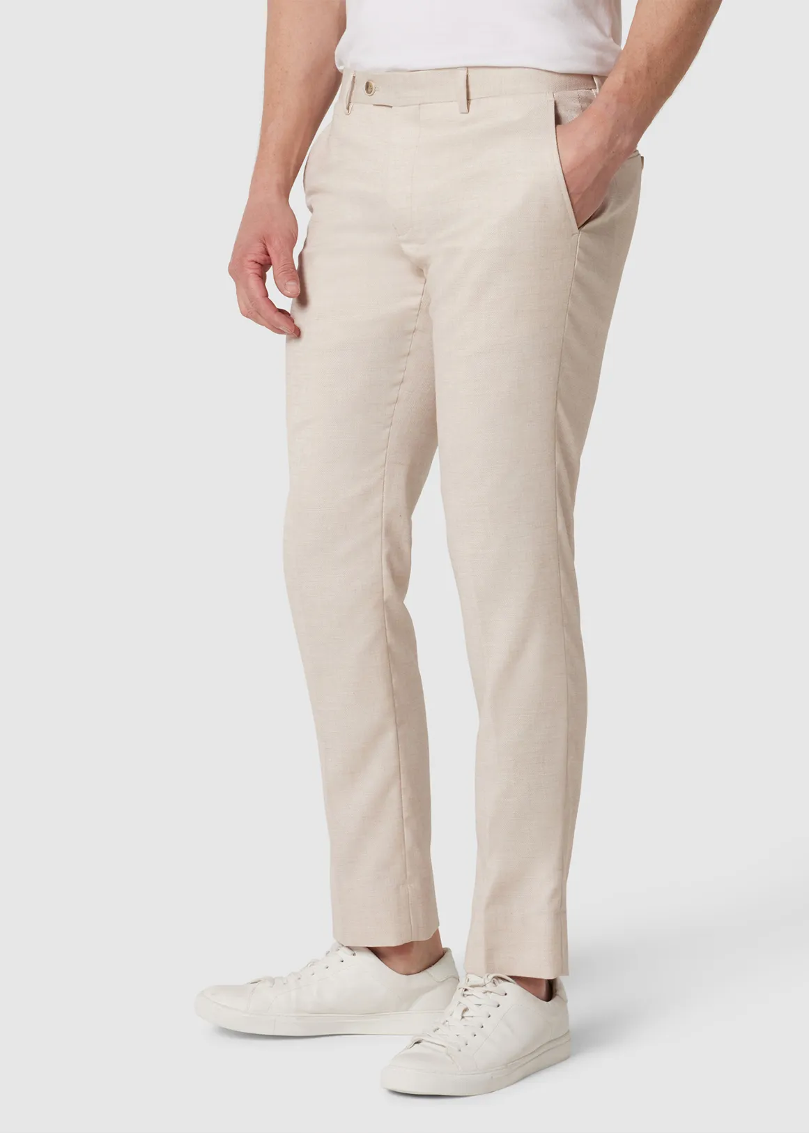 Slim Stretch Textured Tailored Pant - NATURAL