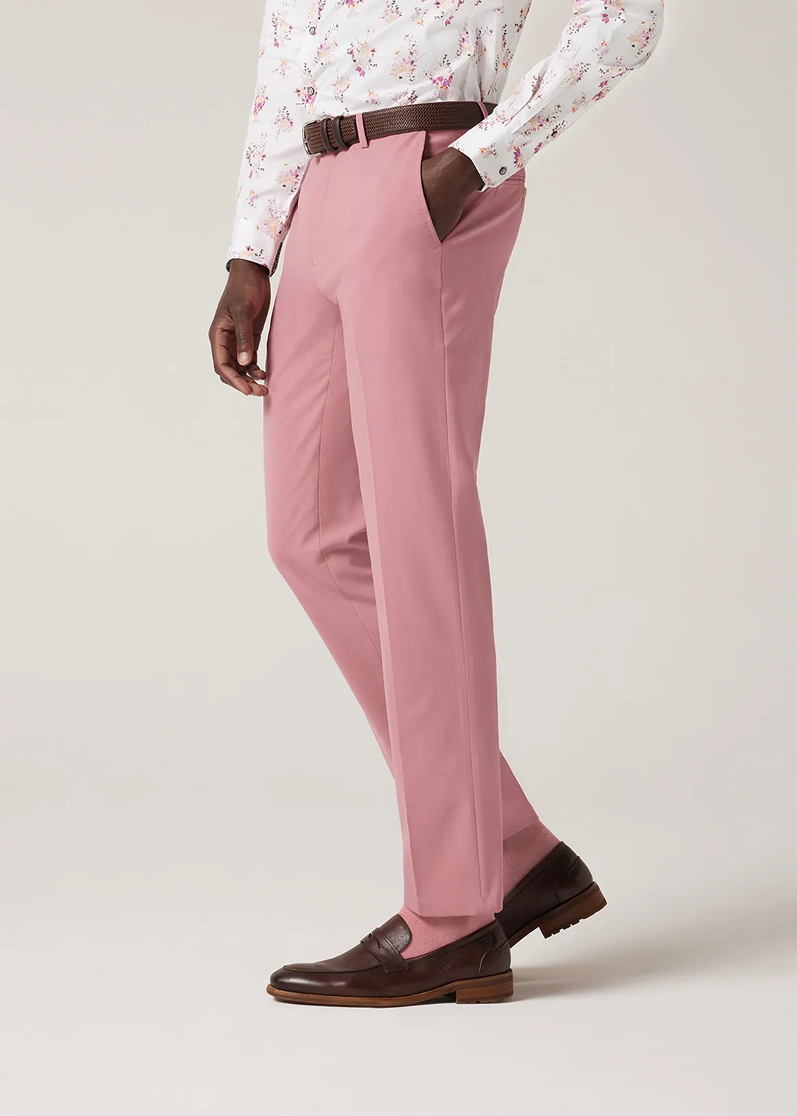 Slim Stretch Wool Blend Tailored Pant - ROSE