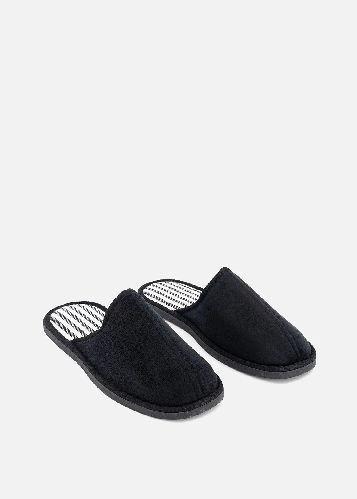 Smart Foam Faux Suede Mule Slippers - BLACK