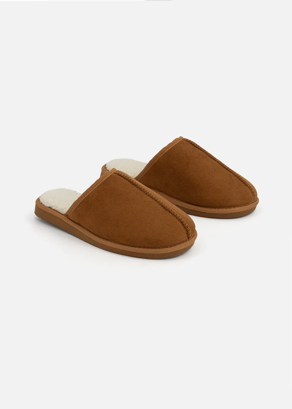 Smart Foam Faux Suede Mule Slippers - TAN