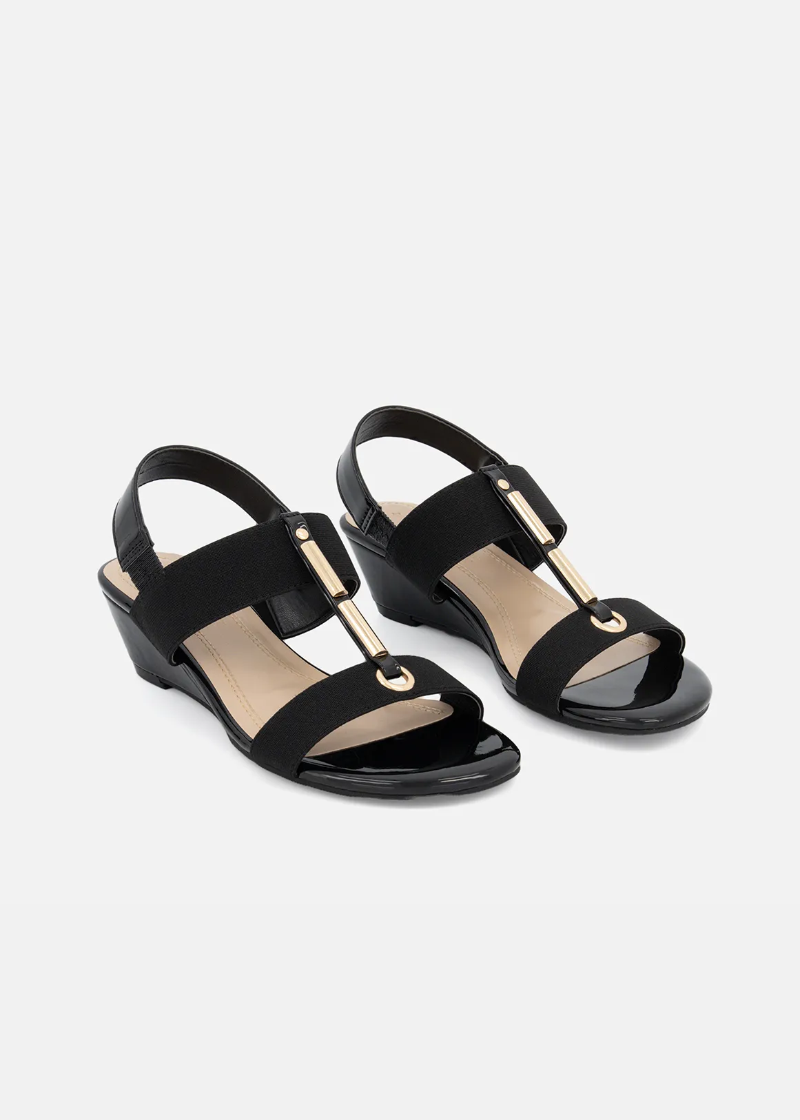 Smart Foam Metallic Trim Stretch Wedges - BLACK
