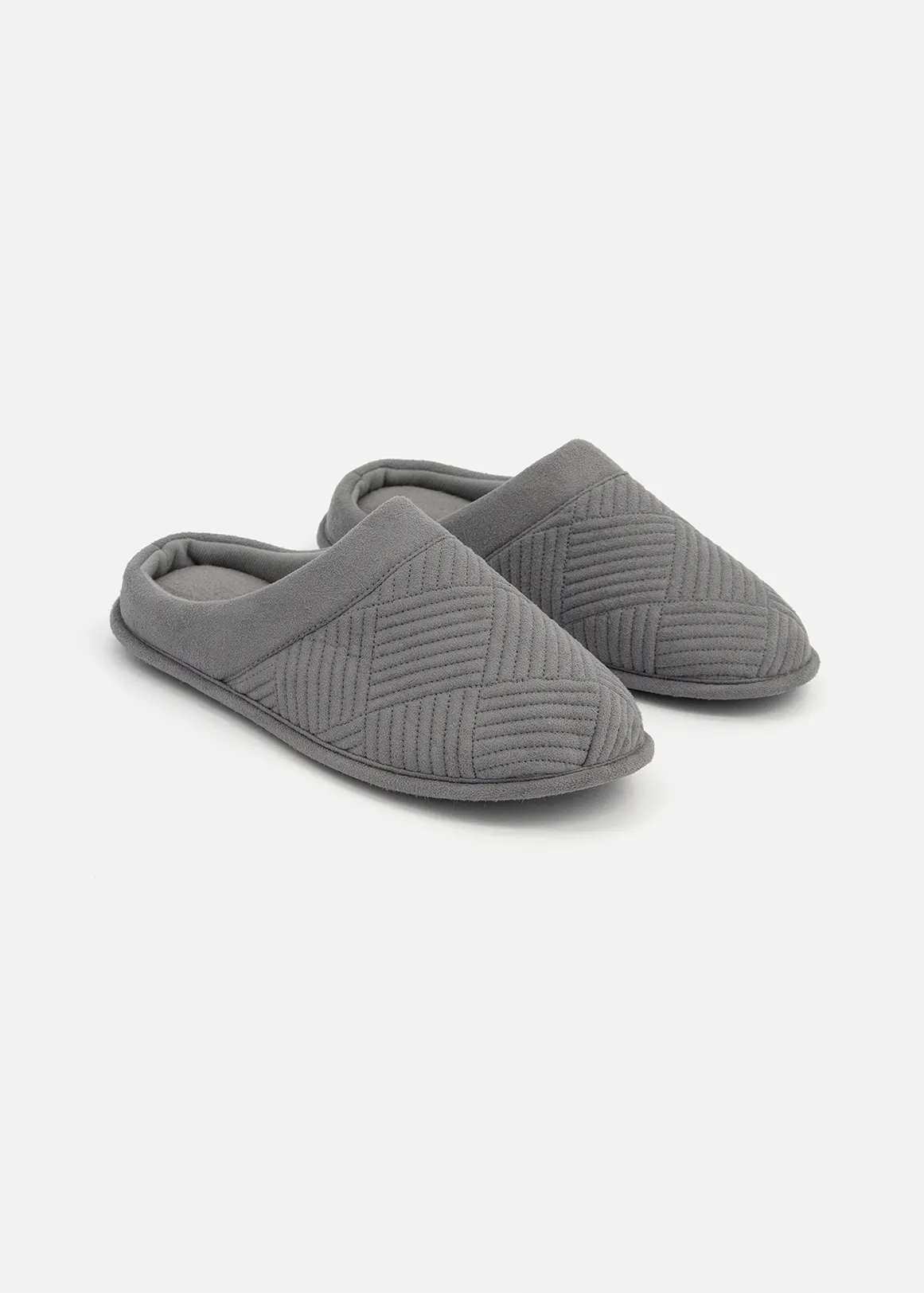 Smart Foam Quilted Mule Slippers - GREY