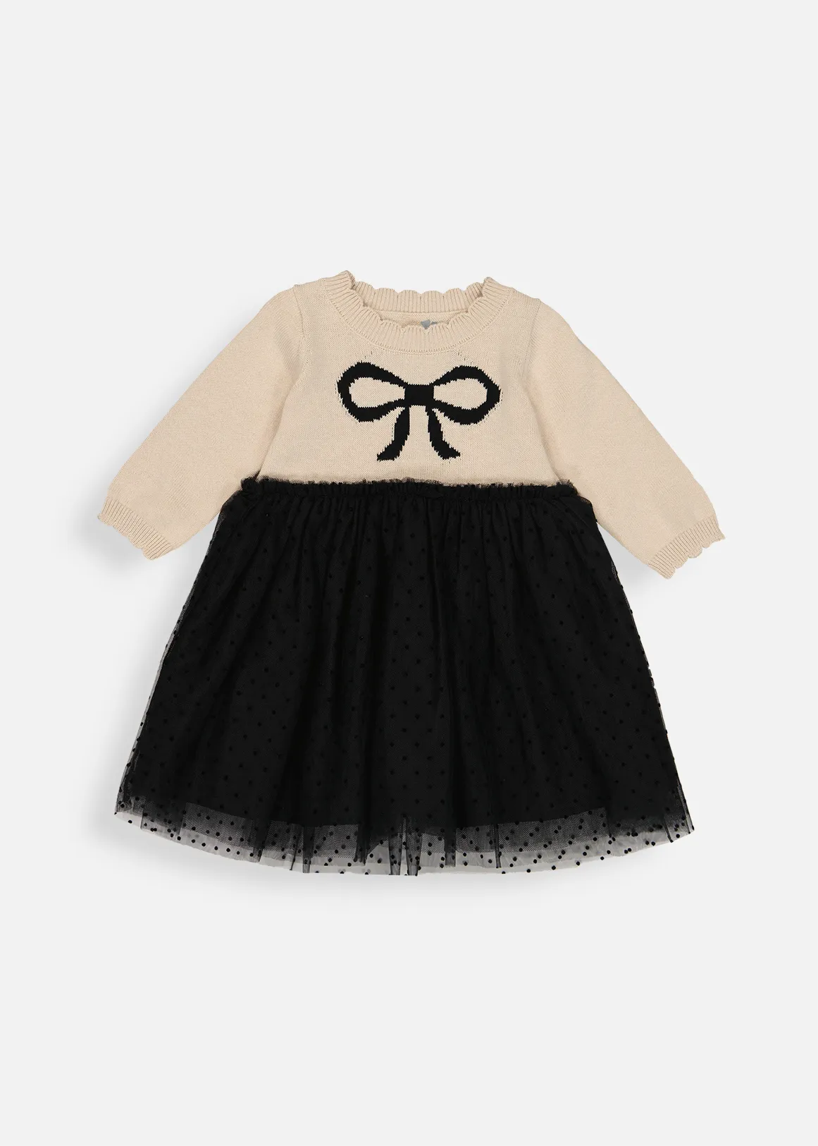 Smart Knitwear Combo Dress - X BLACK