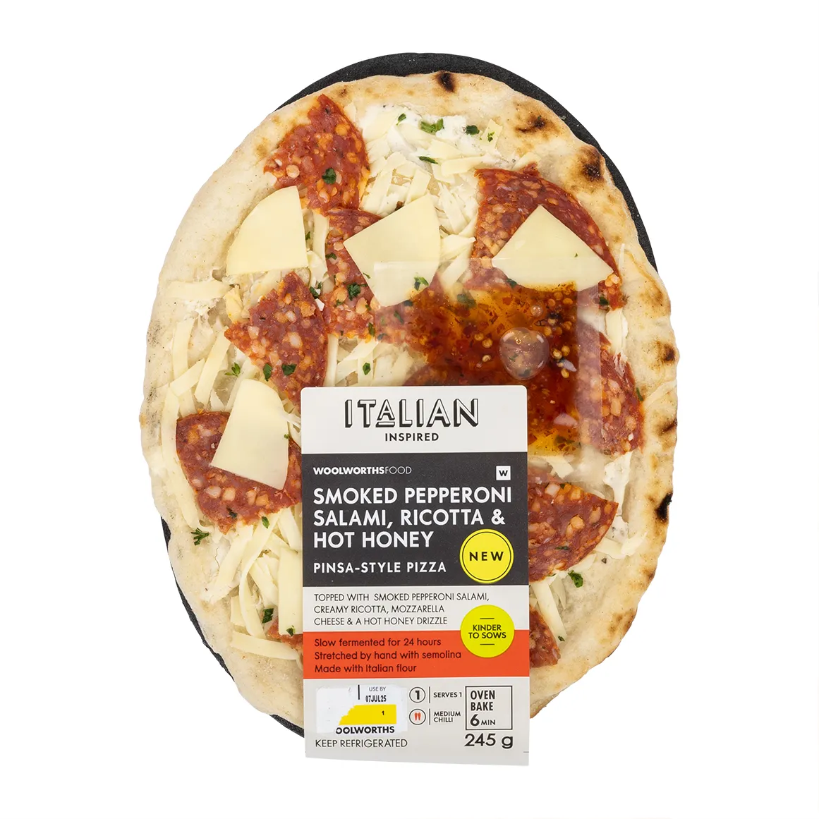 Smoked Pepperoni Salami, Ricotta & Hot Honey Pinsa Style Pizza 245 g