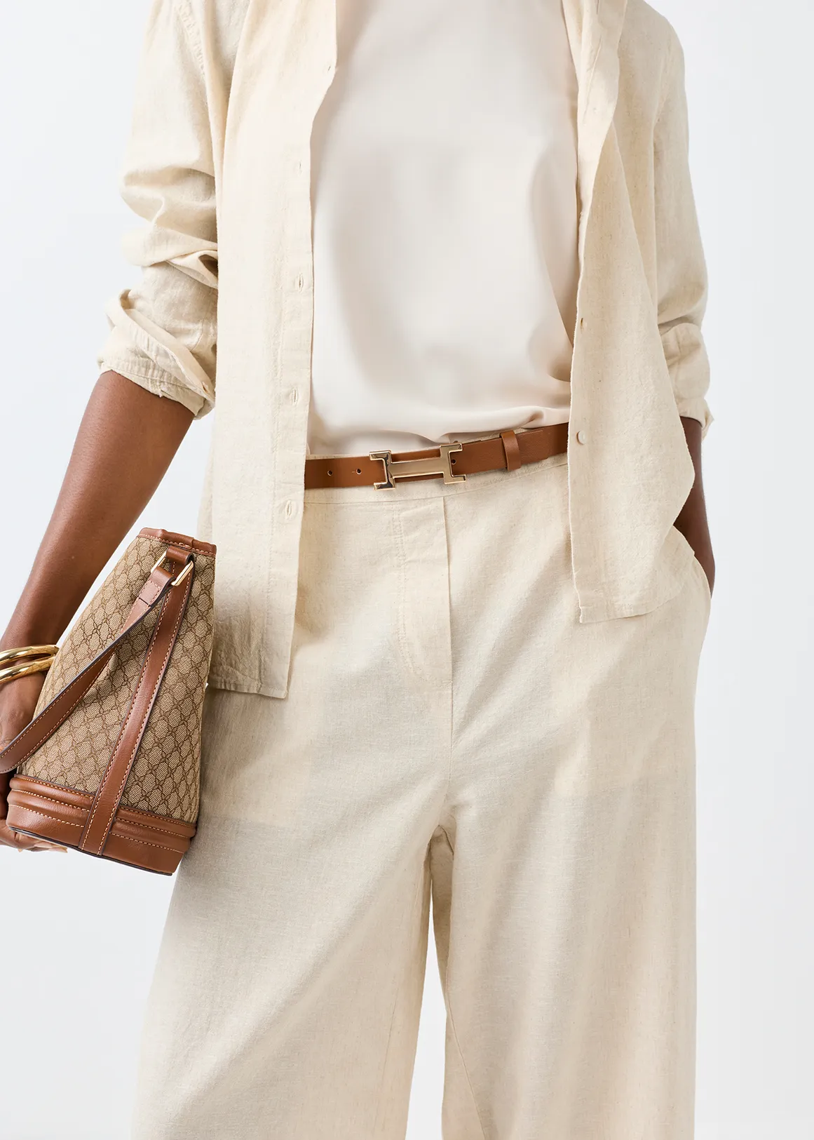 Snaffle Buckle Faux Leather Belt - TAN