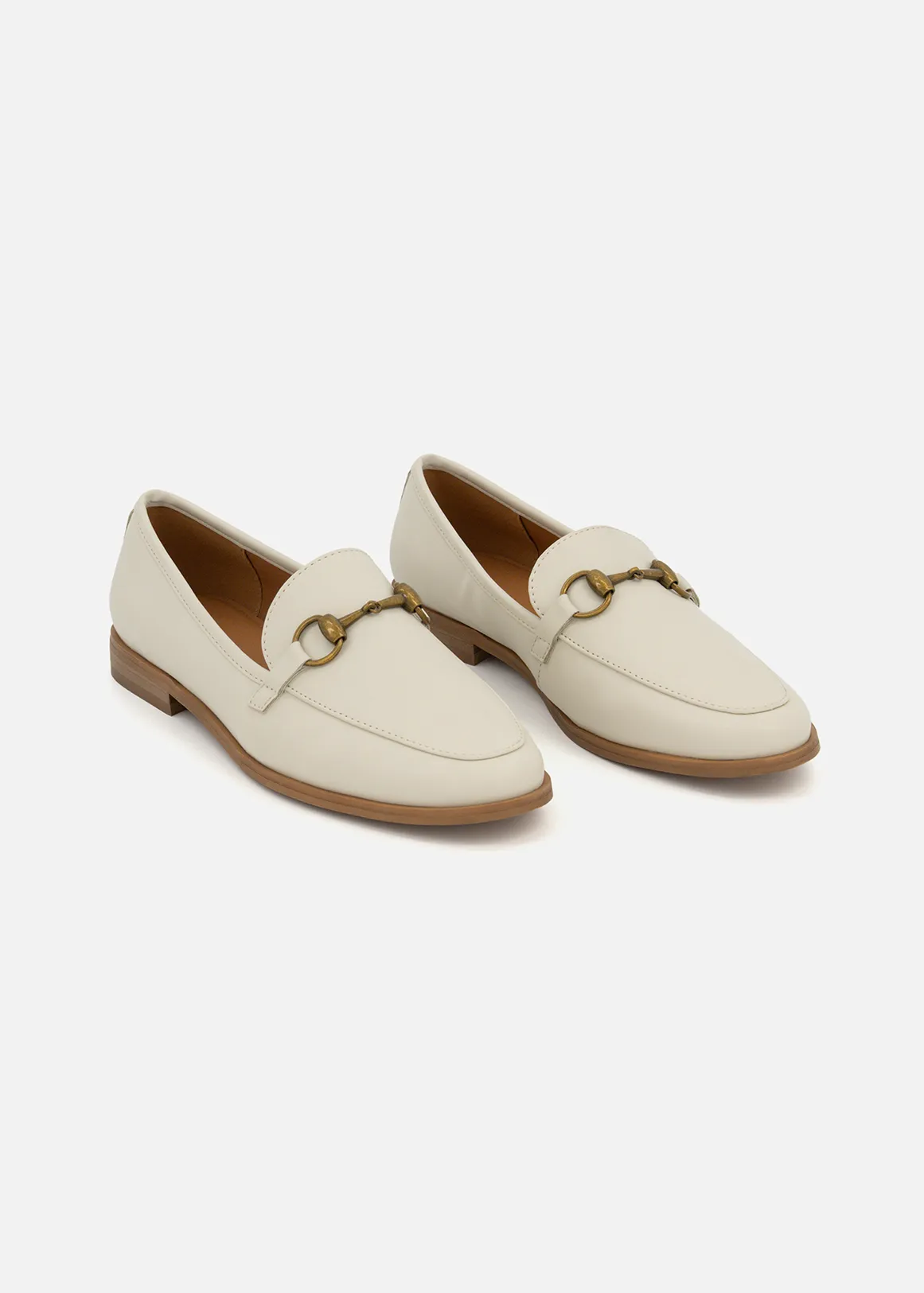 Snaffle Trim Loafers - NATURAL