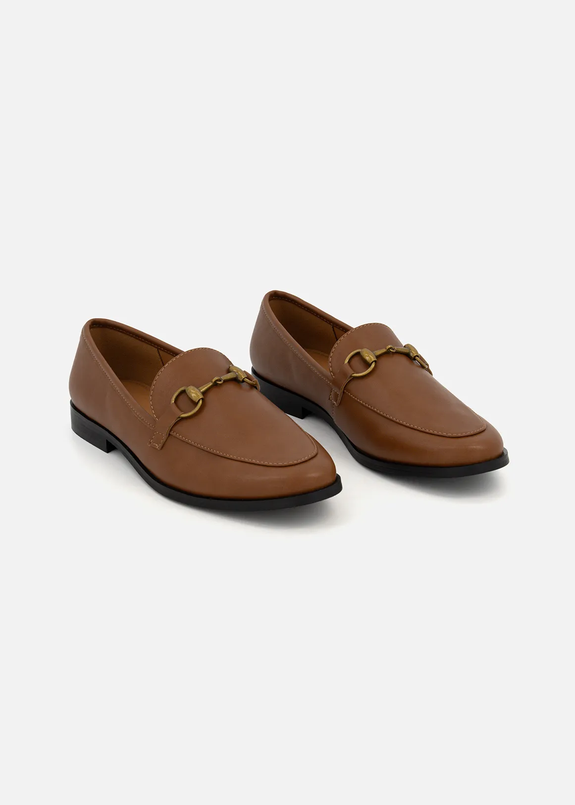 Snaffle Trim Loafers - TAN