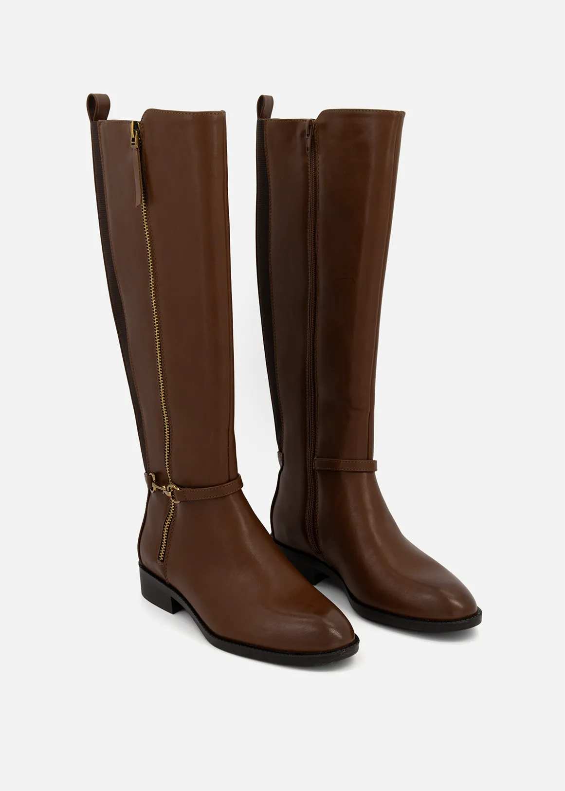 Snaffle & Zip Trim Riding Boots - TAN
