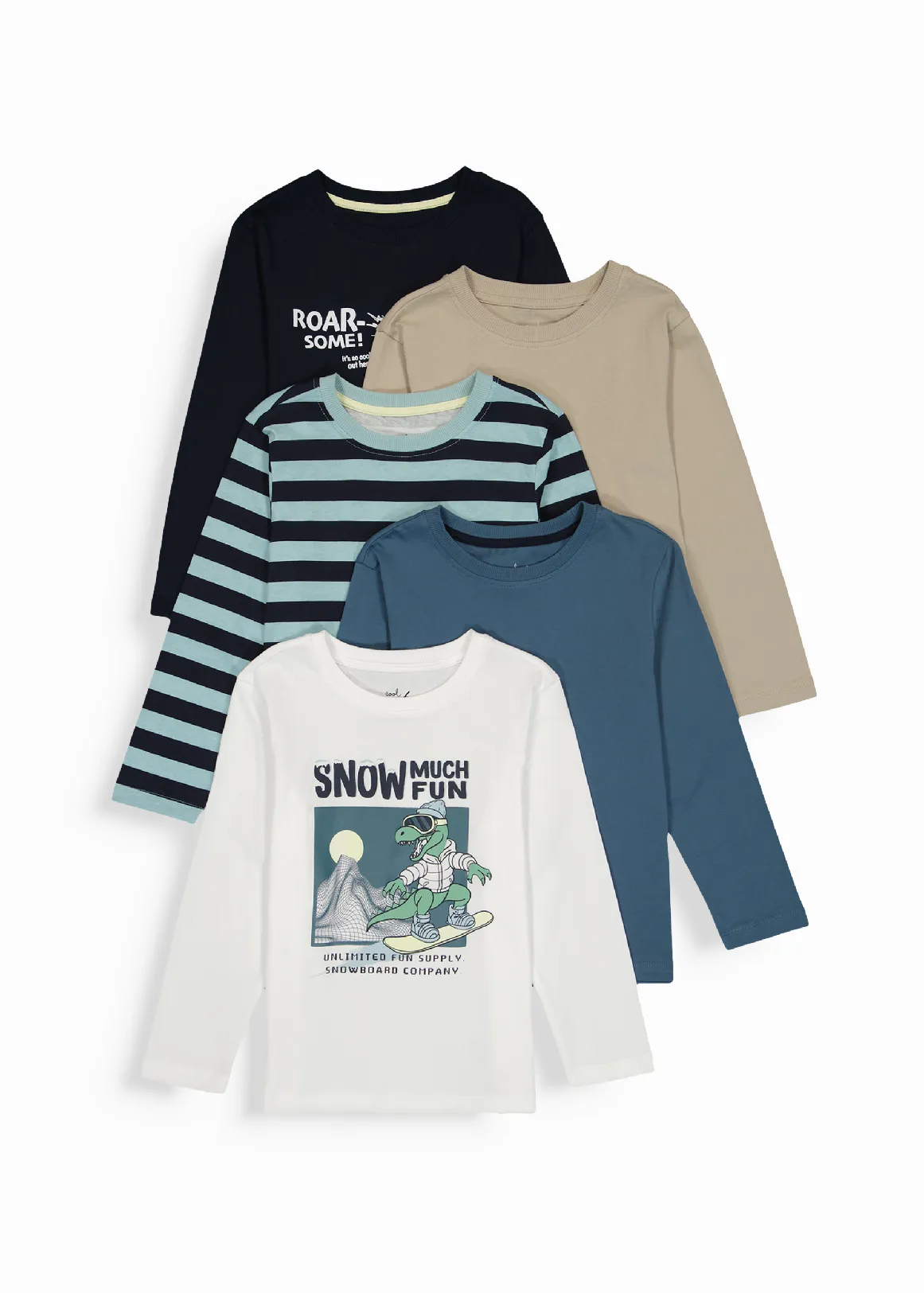 Snow Much Fun Graphic Cotton T-shirts 5 Pack - X WHITE