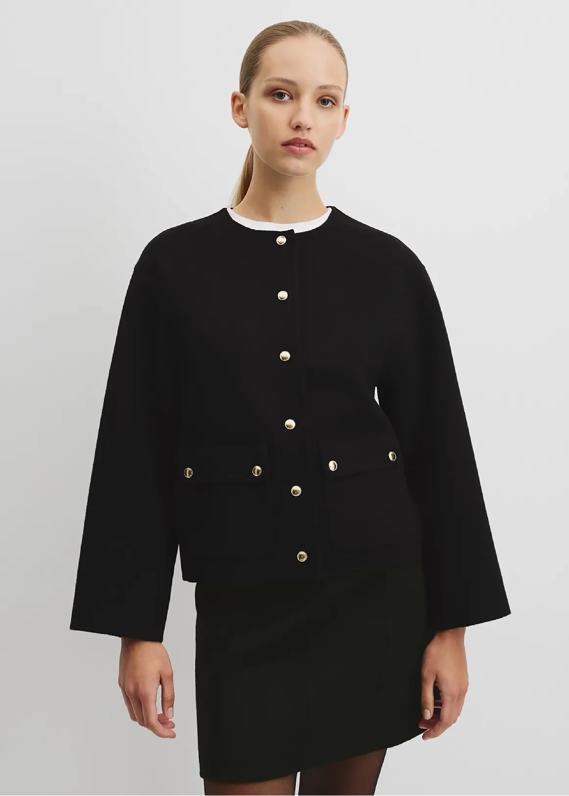 Soft Button Jacket - BLACK