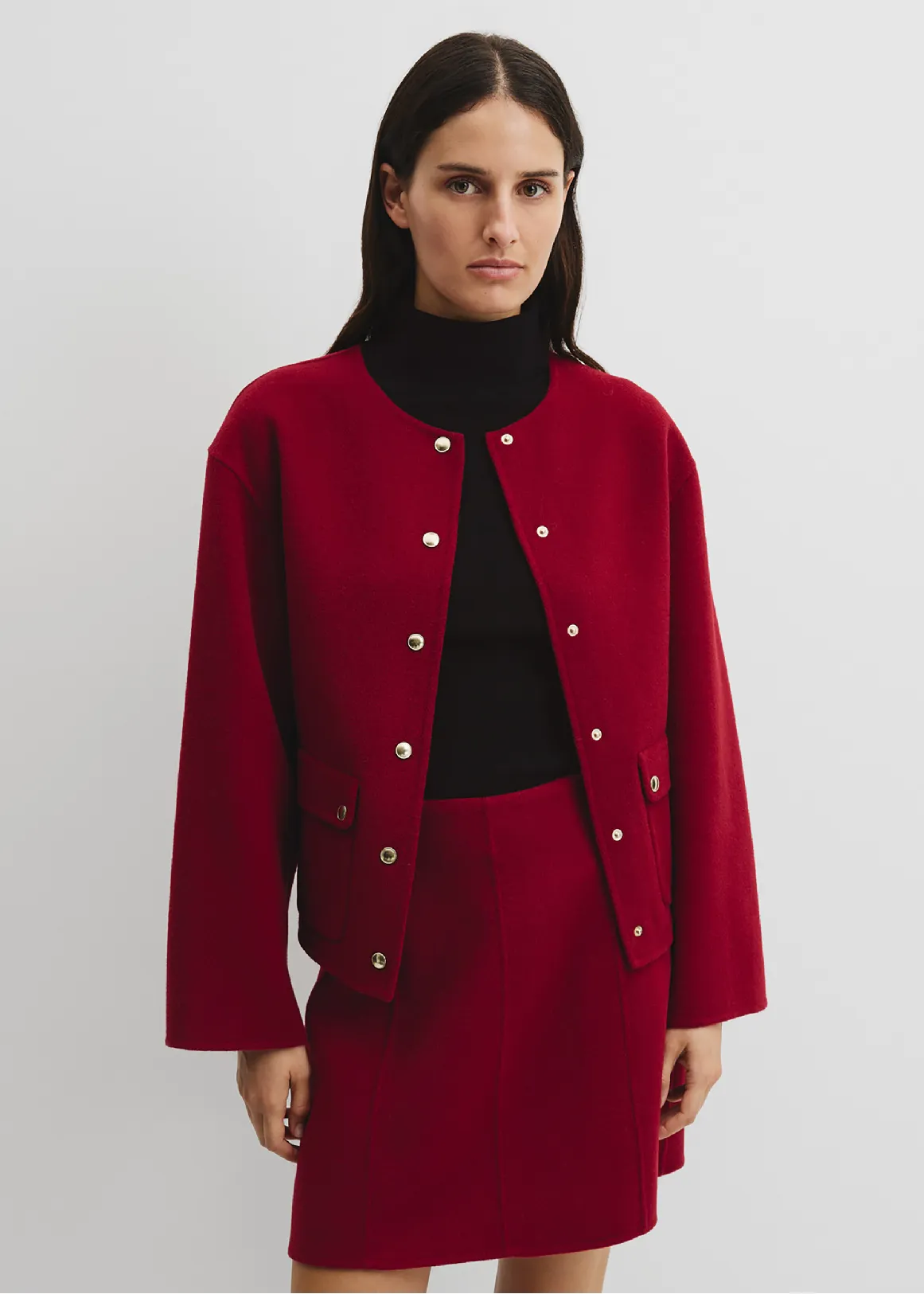 Soft Button Jacket - DEEP RED