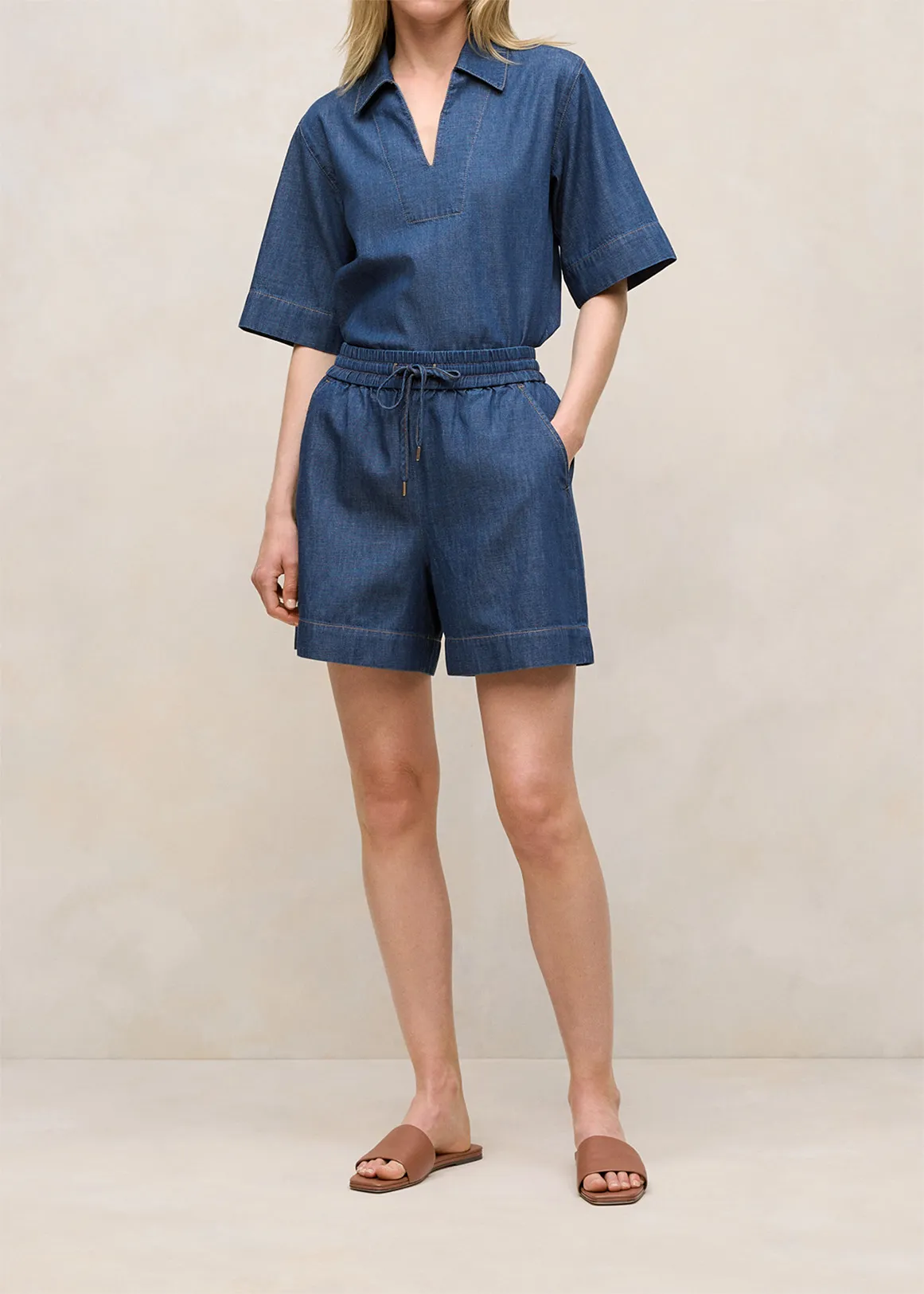 Soft Denim Short - MID BLUE