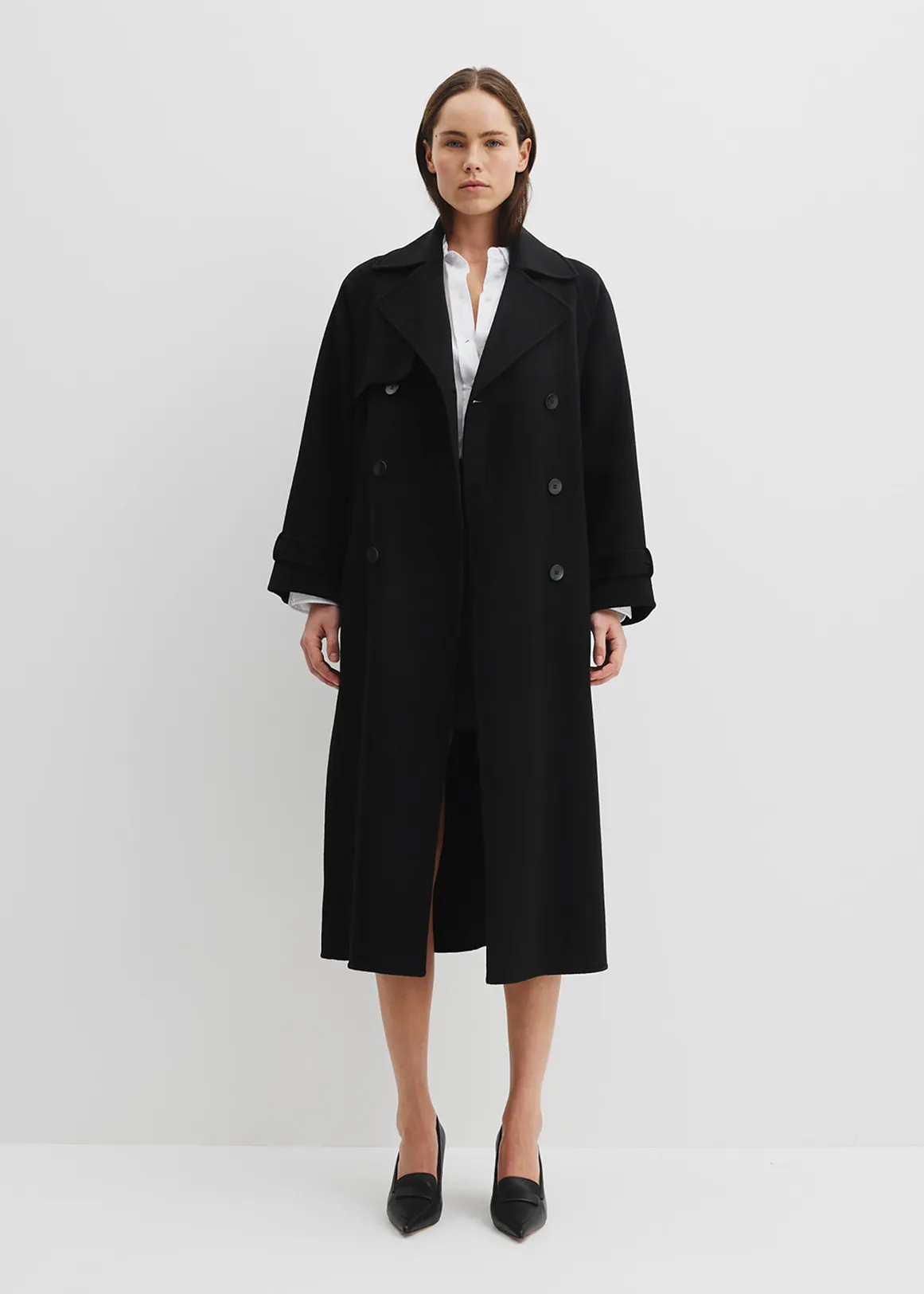 Soft Trench Coat - BLACK