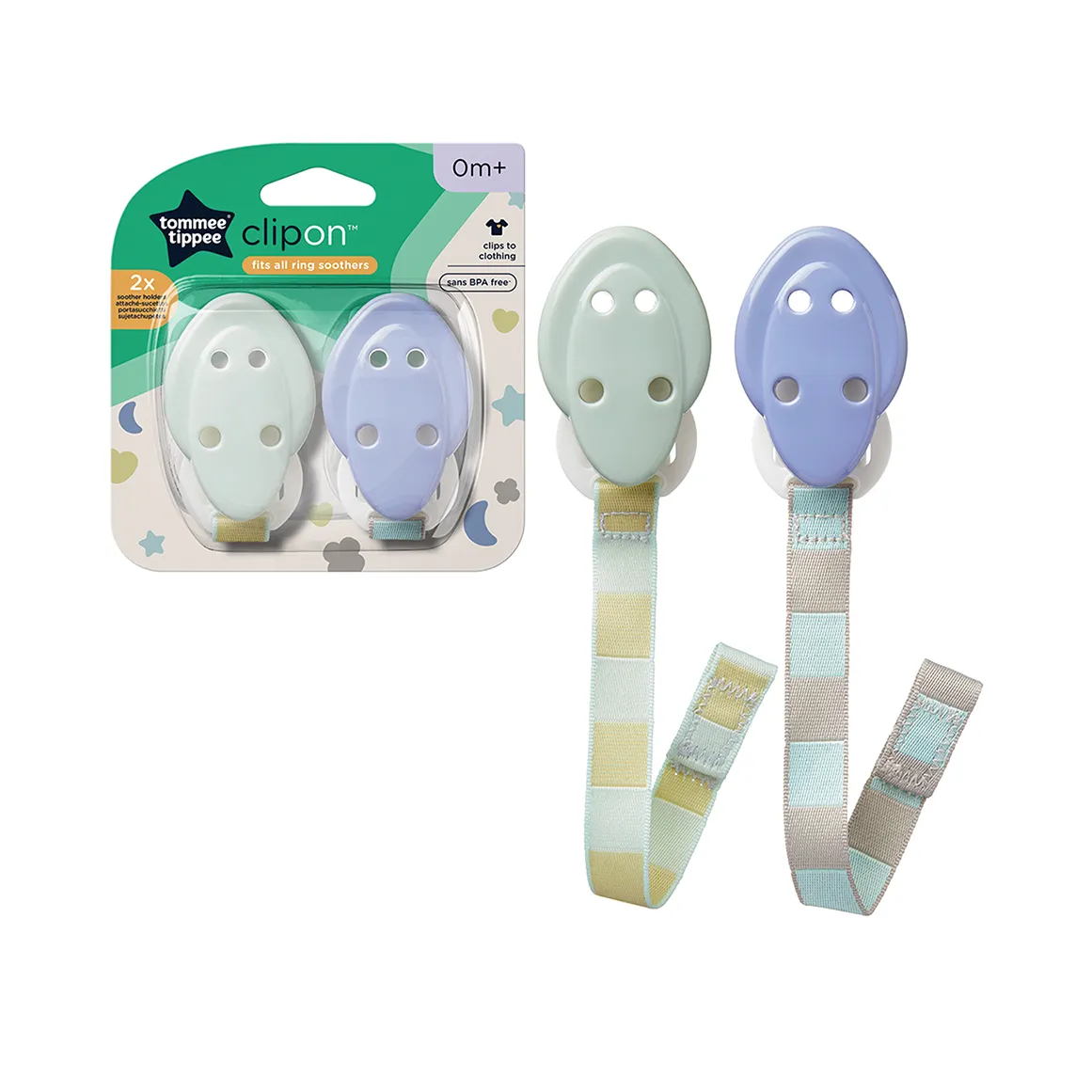 Soother Holders 2 Pack - ASSORT