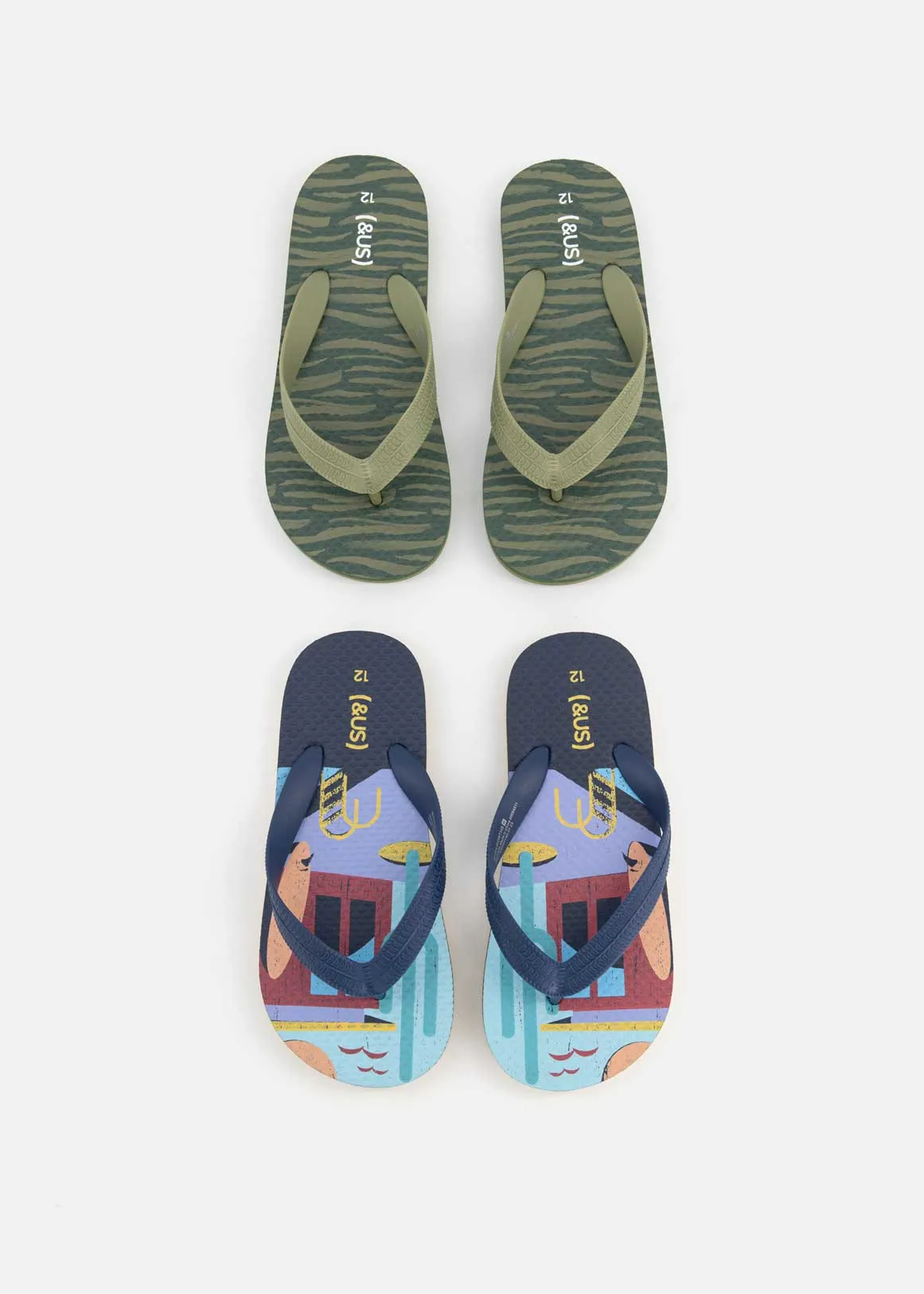 Soul Space Flip Flops (Size 12-6) Older Boy 2 Pack - MULTI