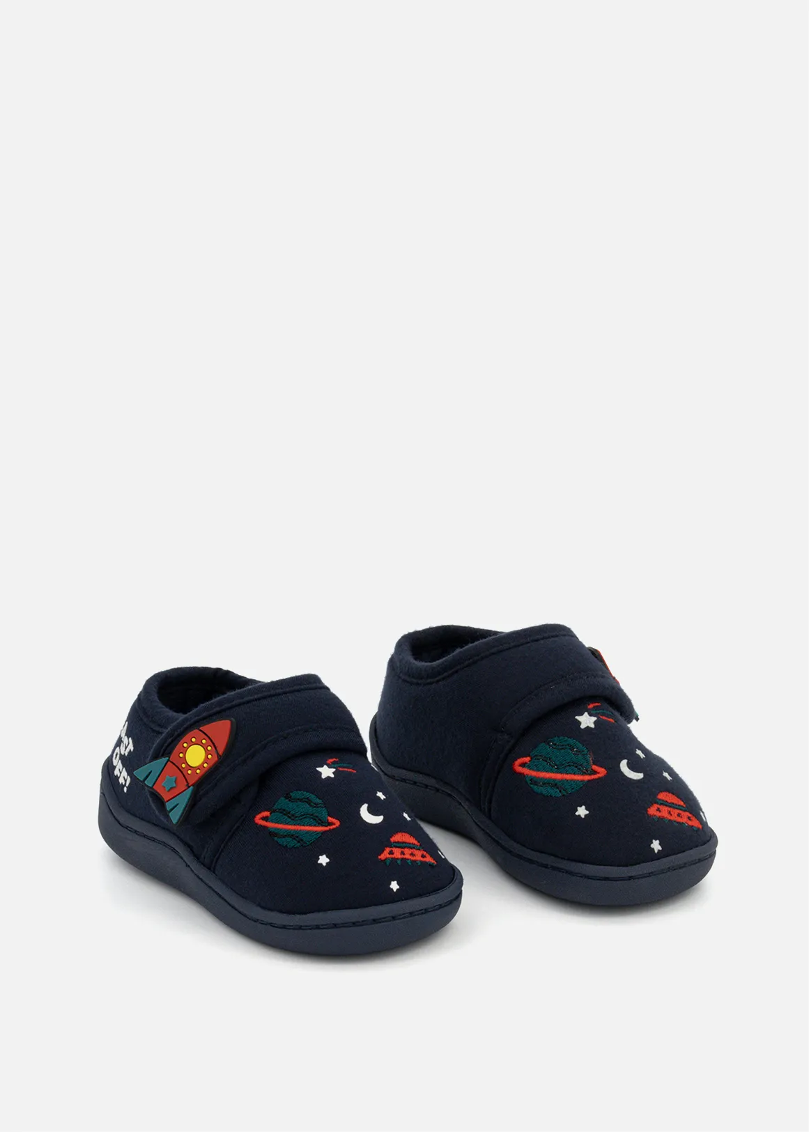Space Bucket Sole Slippers (Size 4-13) Younger Boy - NAVY