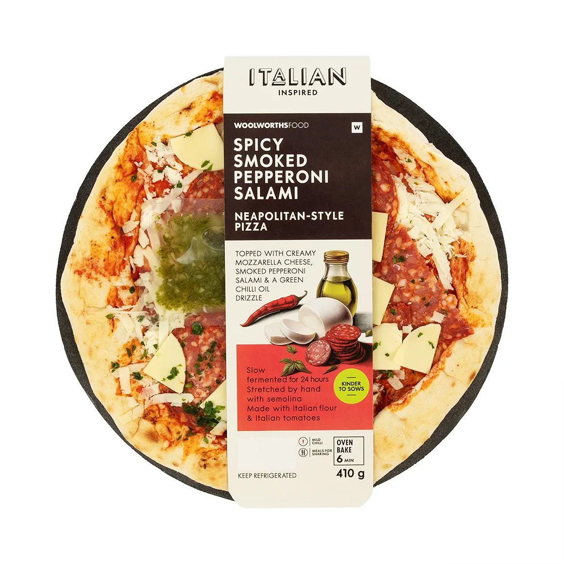 Spicy Smoked Pepperoni Salami Neapolitan Style Pizza 410 g