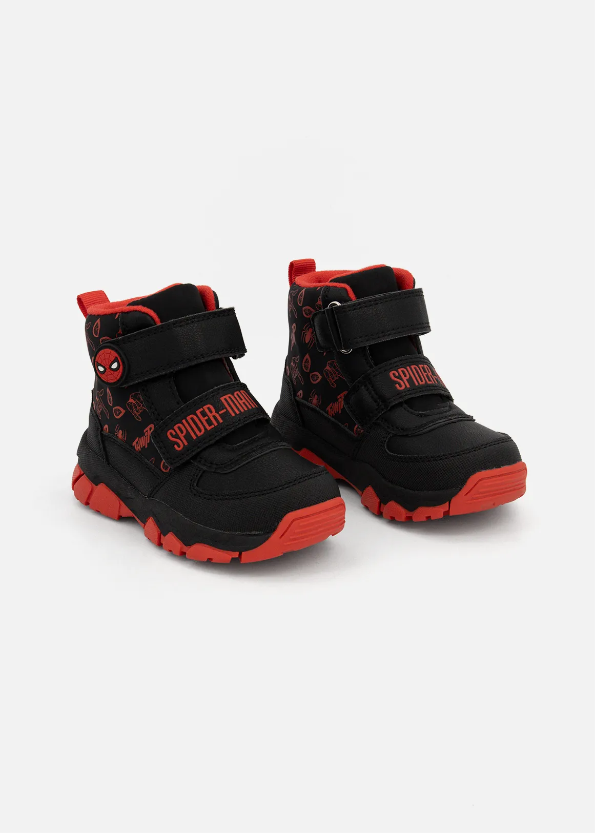 Spiderman Strap Boots (Size 4-13) Younger Boy - BLACK