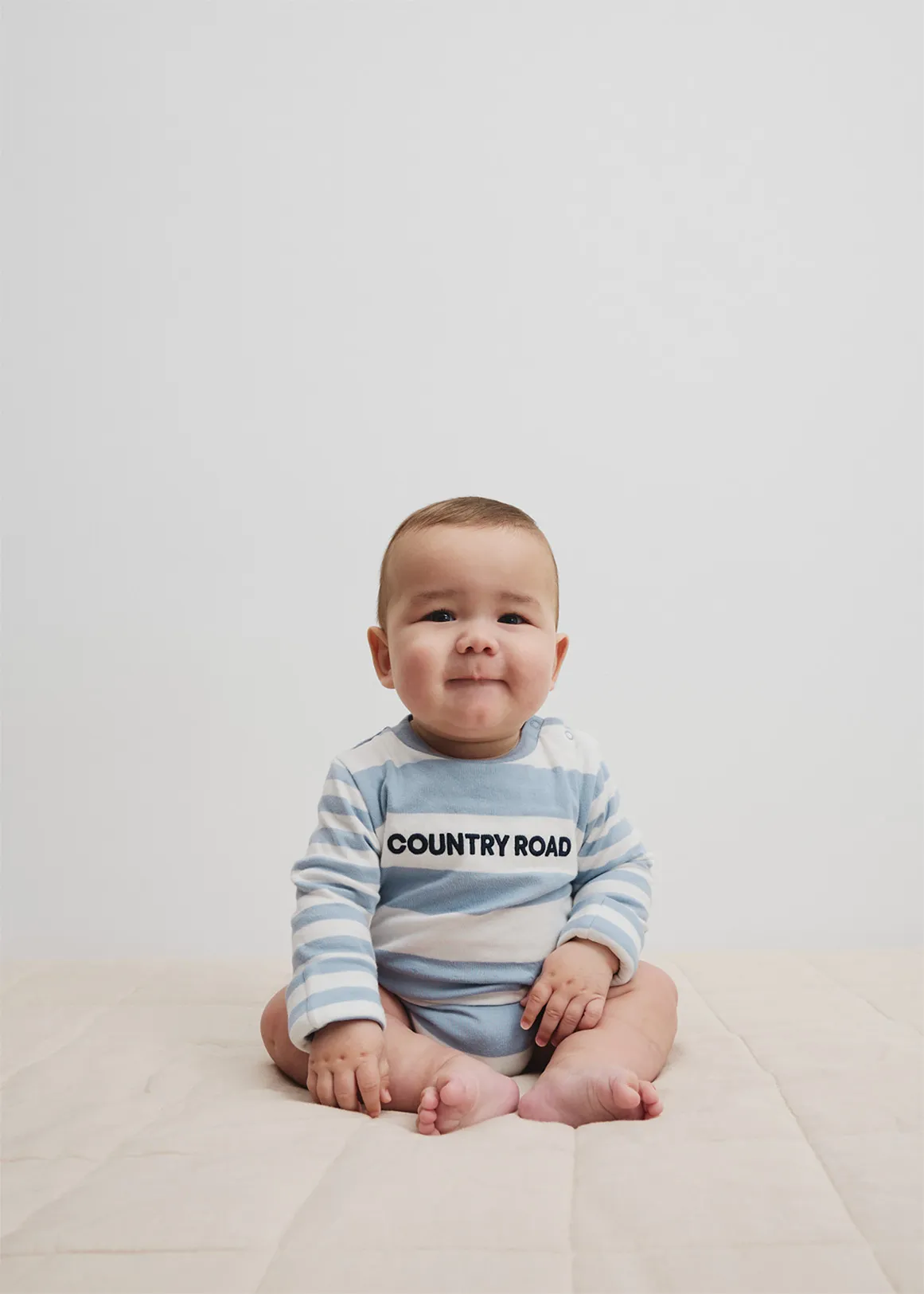 Spliced Stripe Long Sleeve Bodysuit - DUSTY BLUE