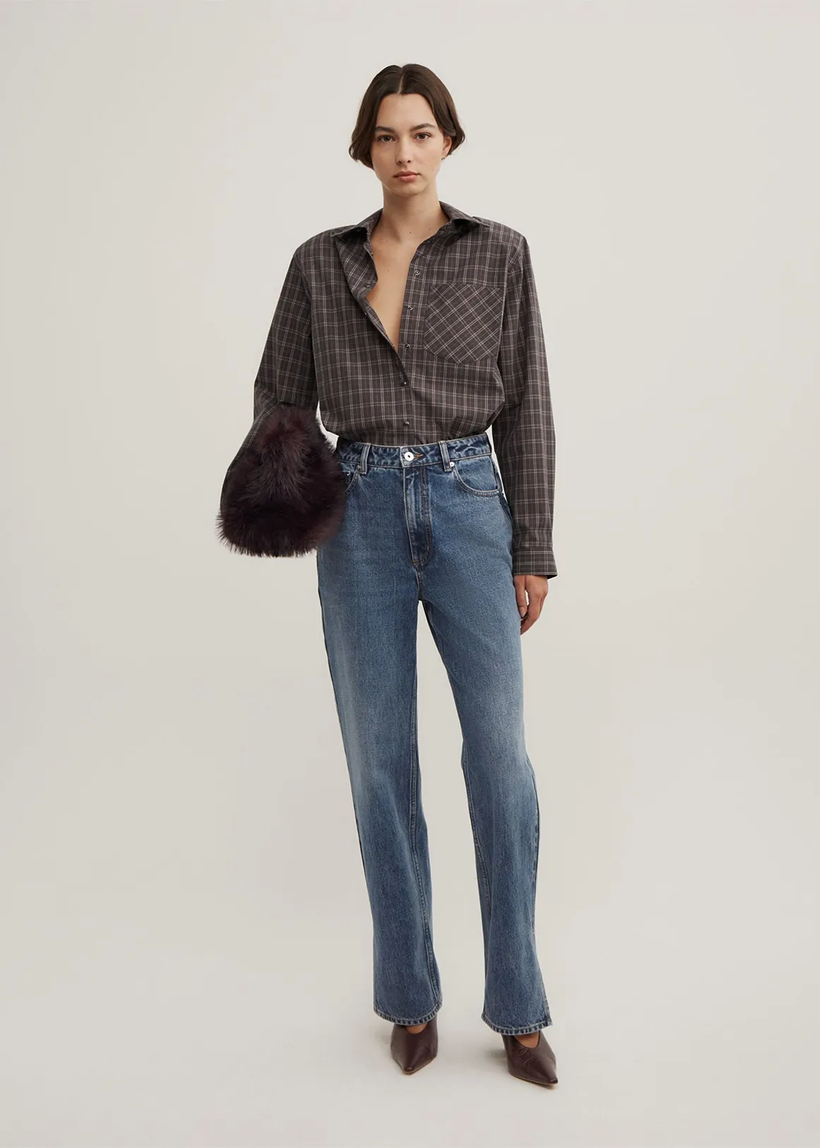 Split Detail Denim Jeans - MID INDIGO
