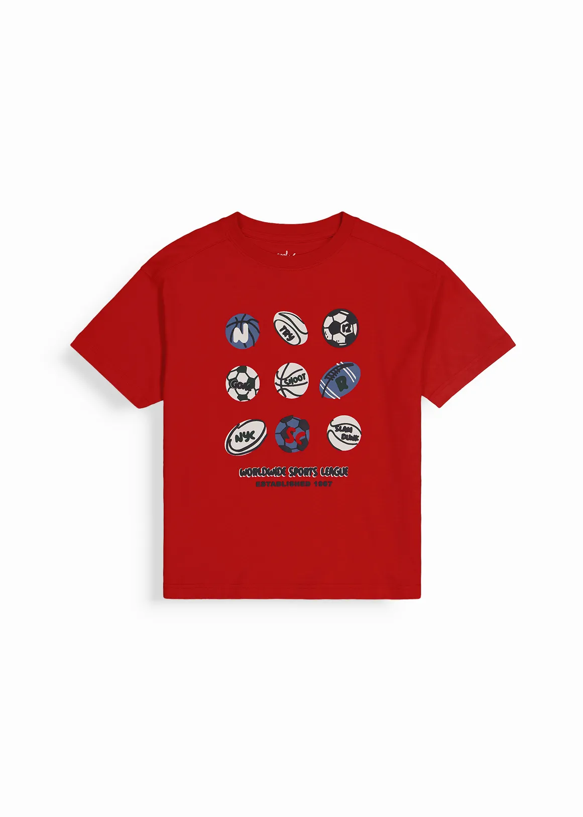 Sports Ball Cotton T-shirt - X RED