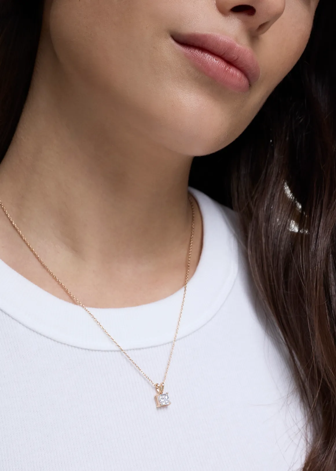 Square Diamante Pendant Necklace - GOLD