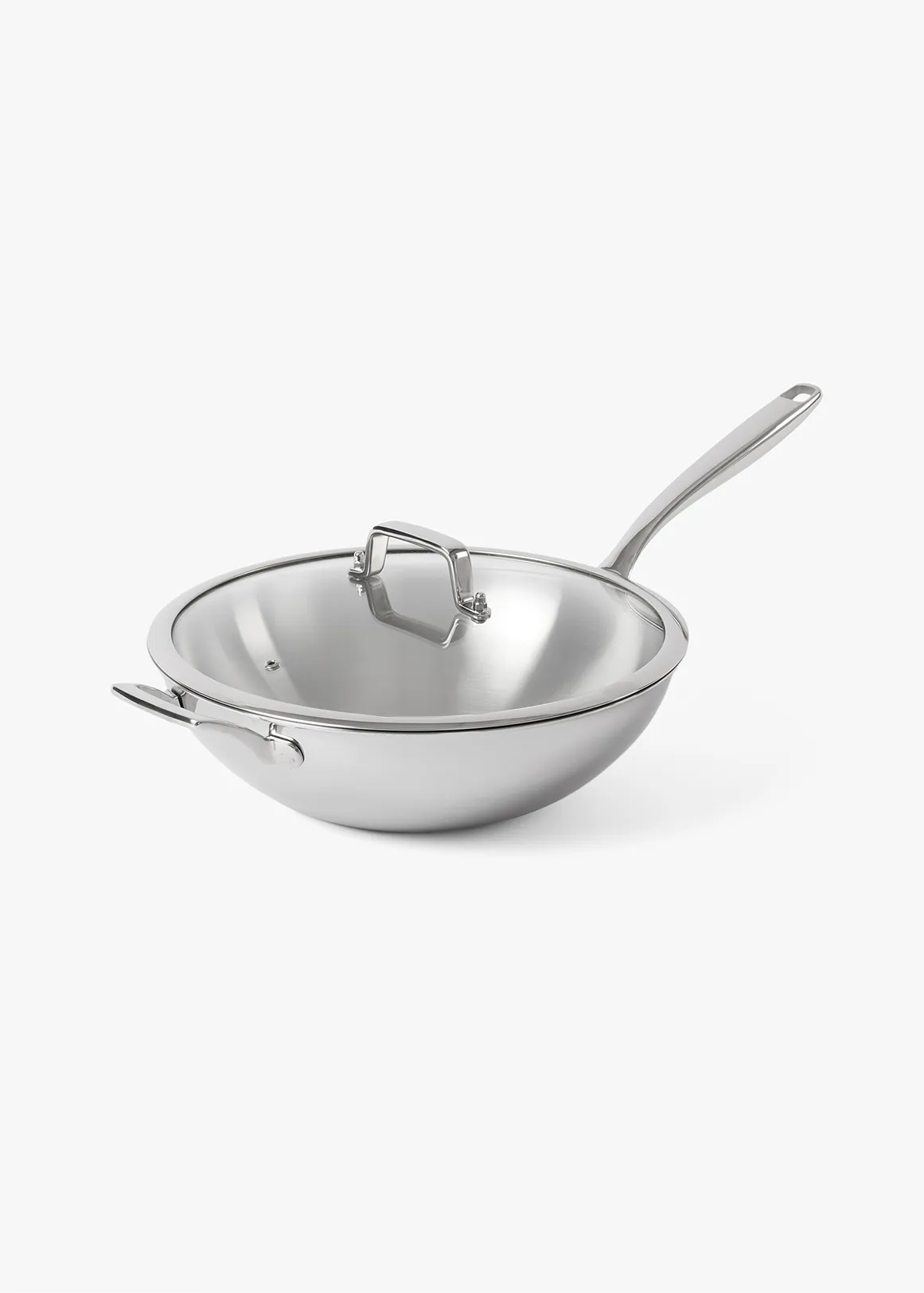 Stainless Steel Wok Dome with Glass Lid-long & Handle Lid 32cm x 9cm - SILVER