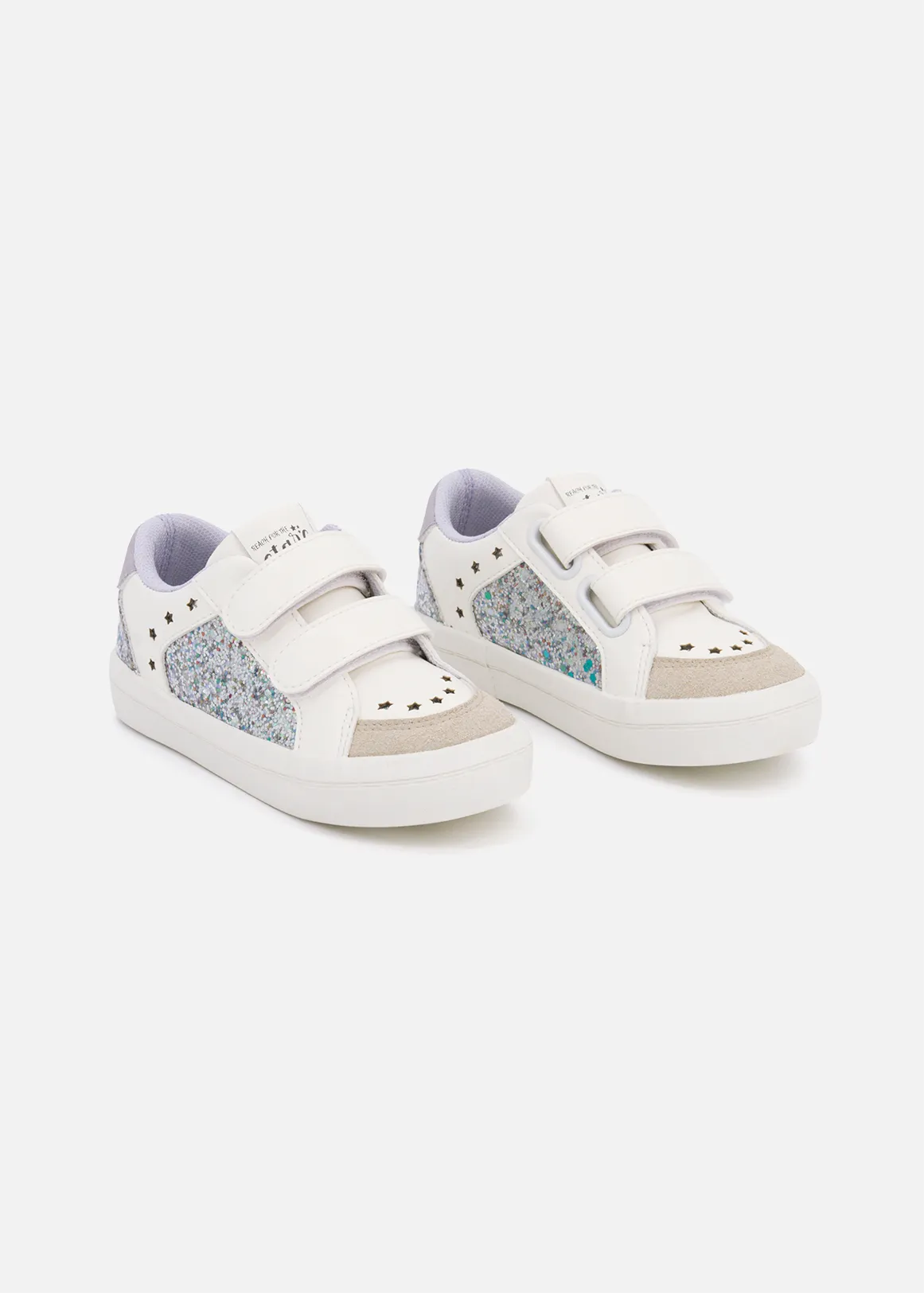 Star Glitter Sneakers (Size 5-13) Younger Girl - X WHITE