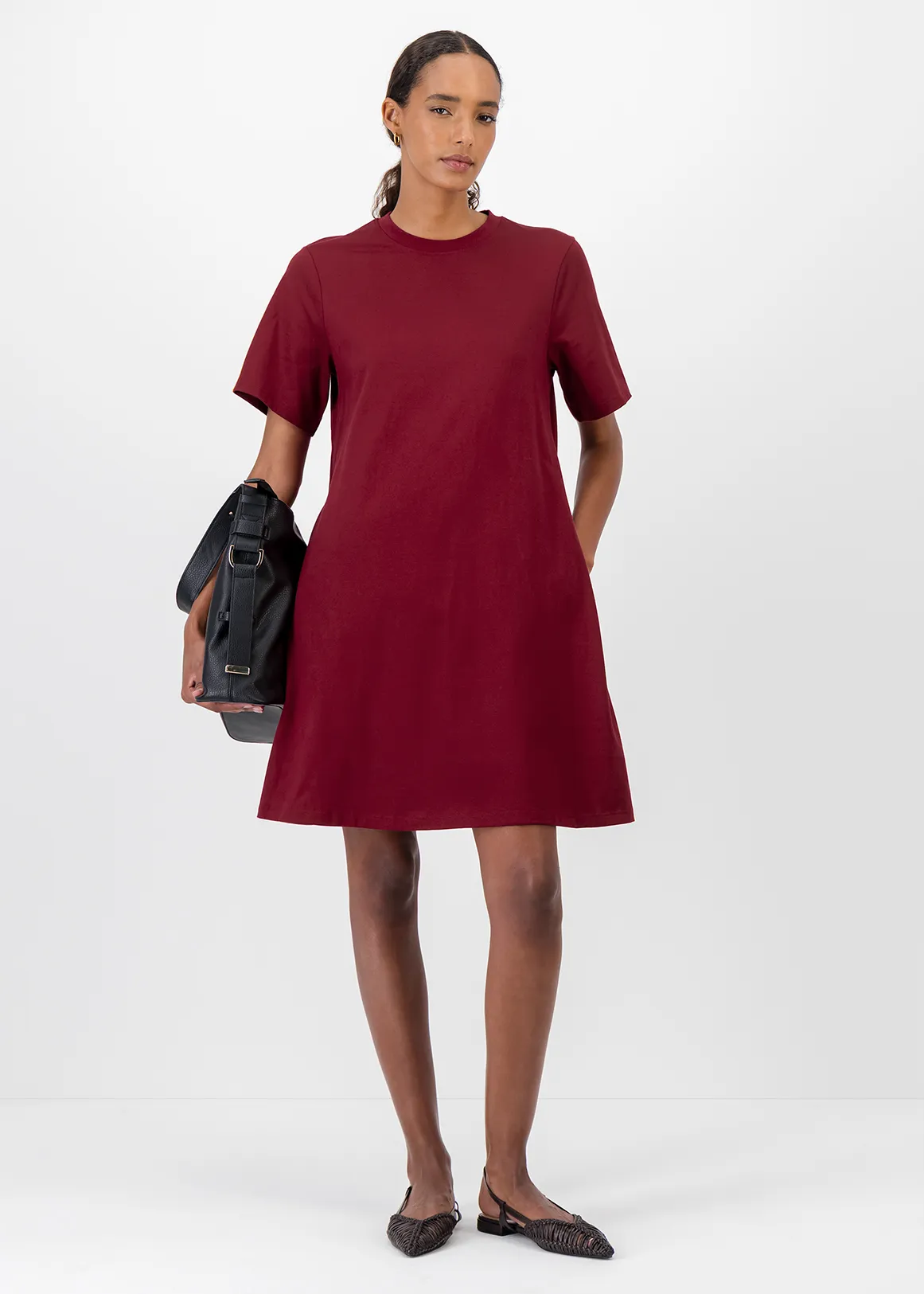 StayNew A-line Cotton T-shirt Dress - RED