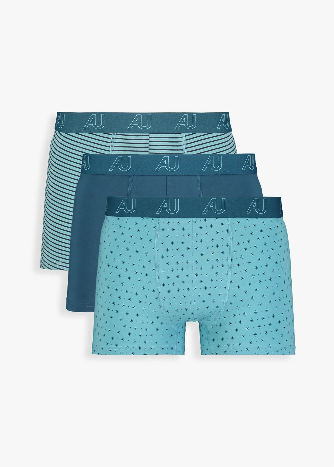 StayNew COOLTECH Assorted Stretch Cotton Trunks 3 Pack - X AQUA