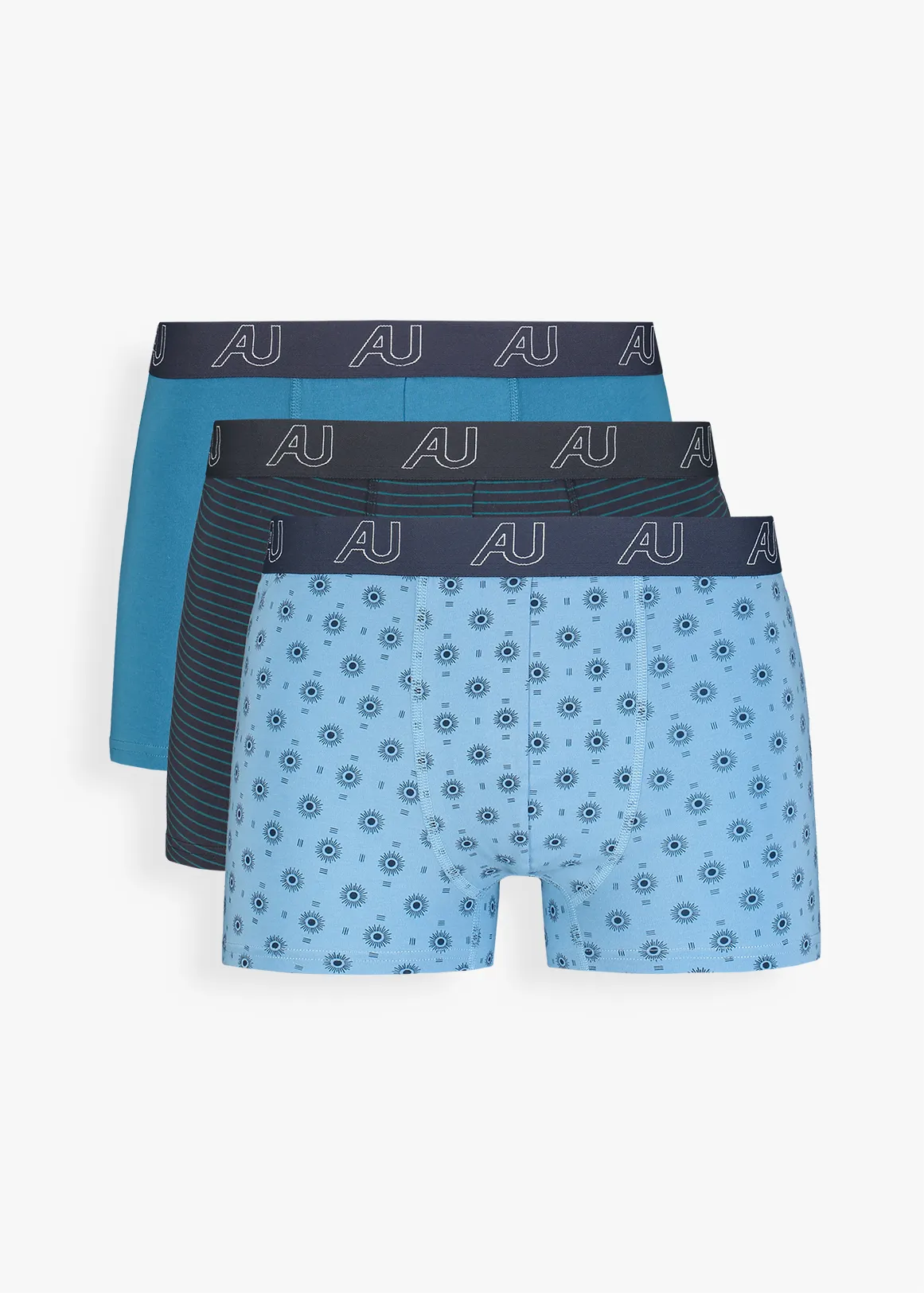 StayNew COOLTECH Assorted Stretch Cotton Trunks 3 Pack - X BLUE
