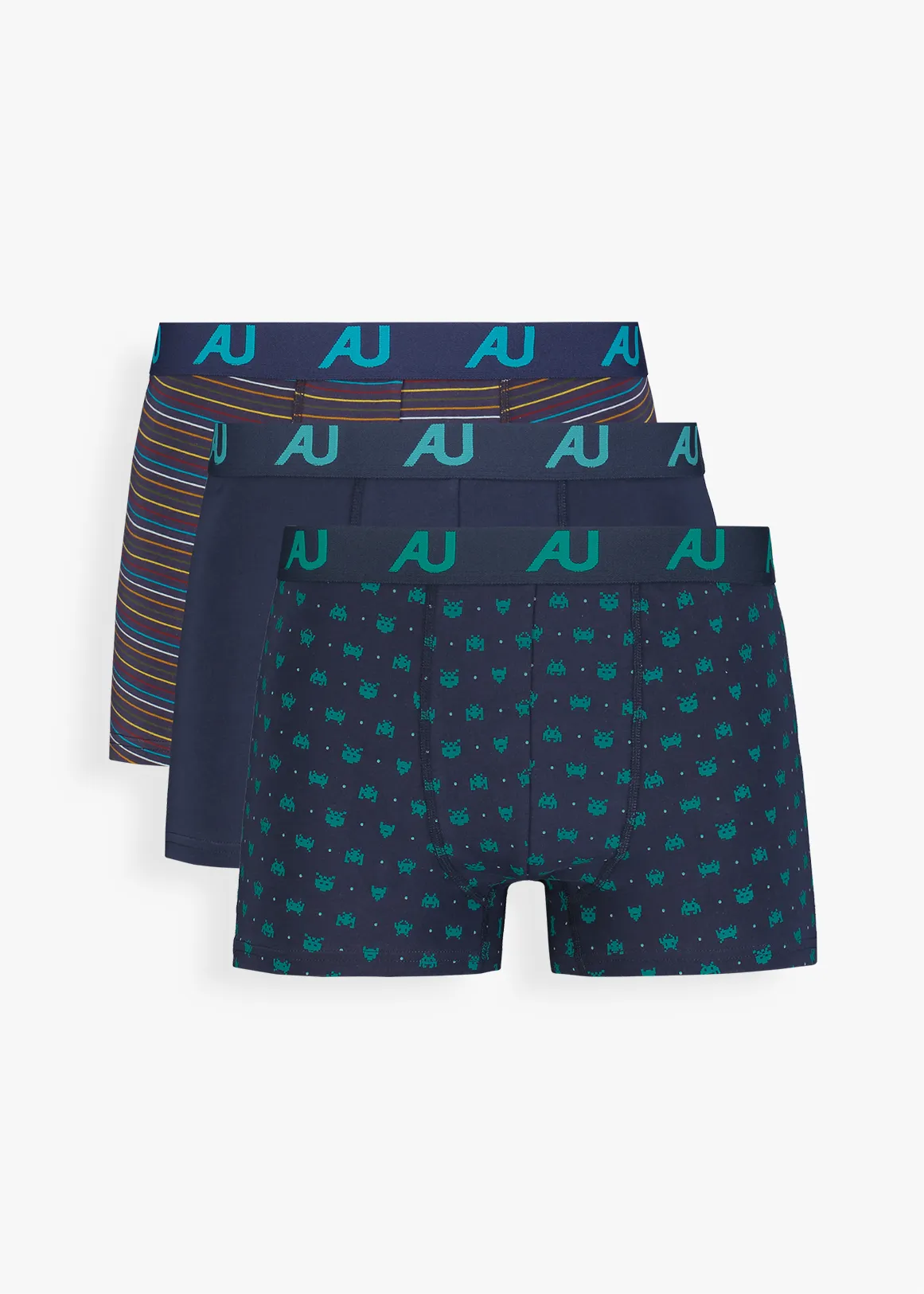 StayNew COOLTECH Assorted Stretch Cotton Trunks 3 Pack - X NAVY