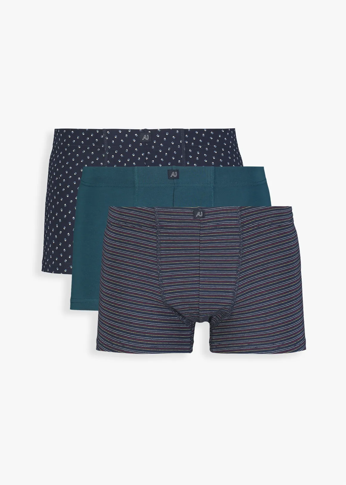 StayNew COOLTECH Assorted Stretch Cotton Trunks 3 Pack - X TEAL