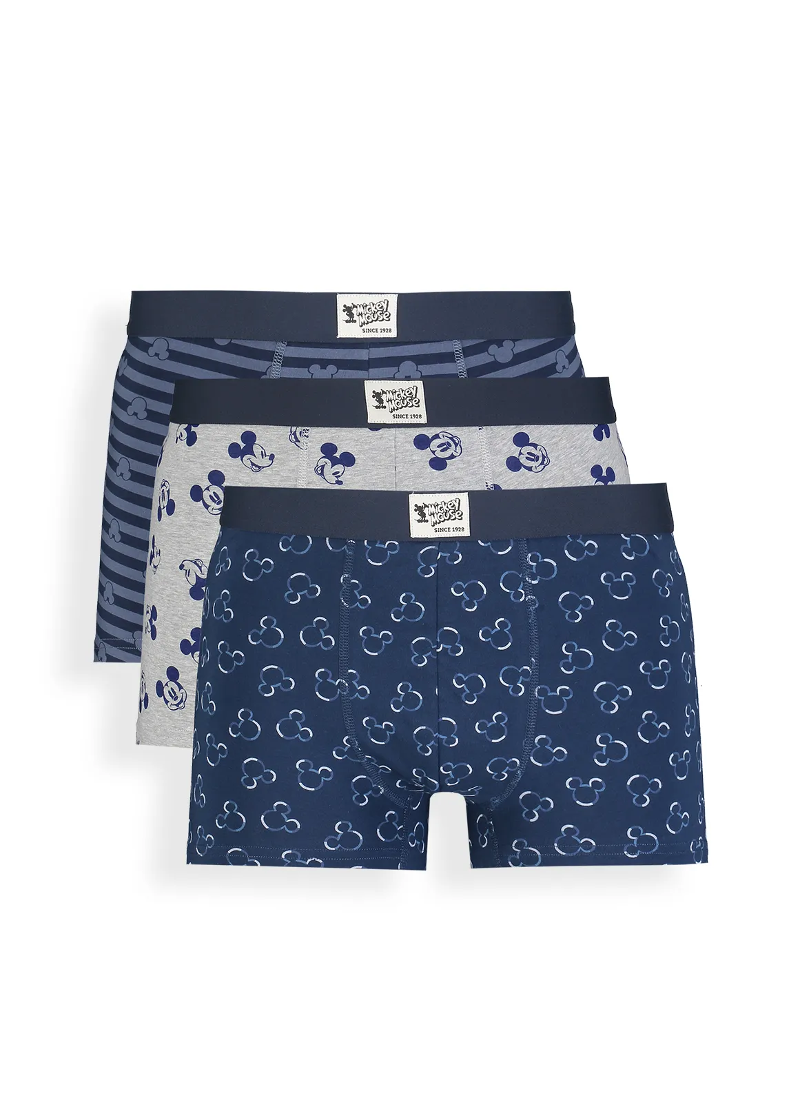 StayNew COOLTECH Mickey Mouse Stretch Cotton Trunks 3 Pack - X NAVY