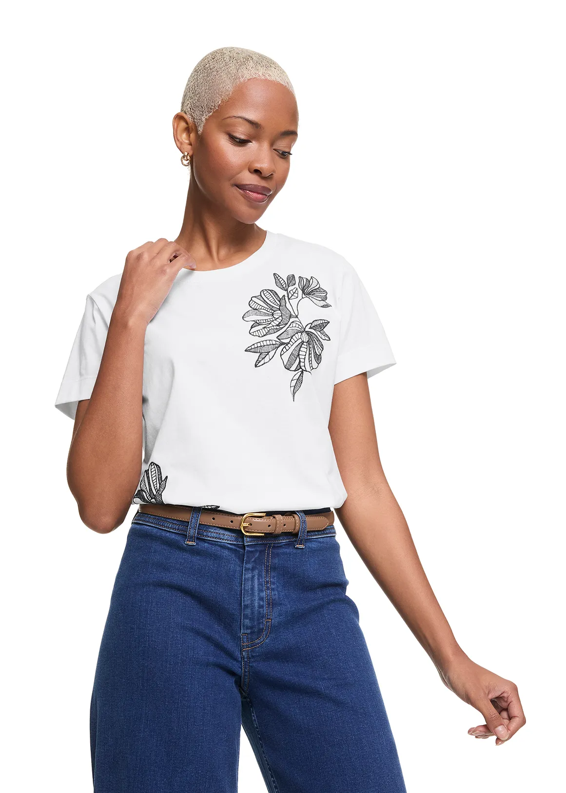 StayNew Floral Cotton T-shirt - X WHITE