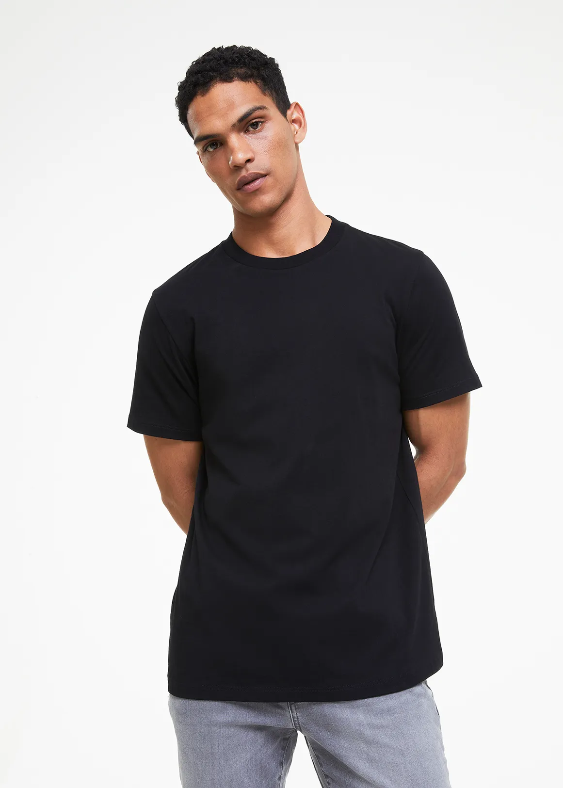 StayNew Regular Fit Cotton T-shirt - BLACK