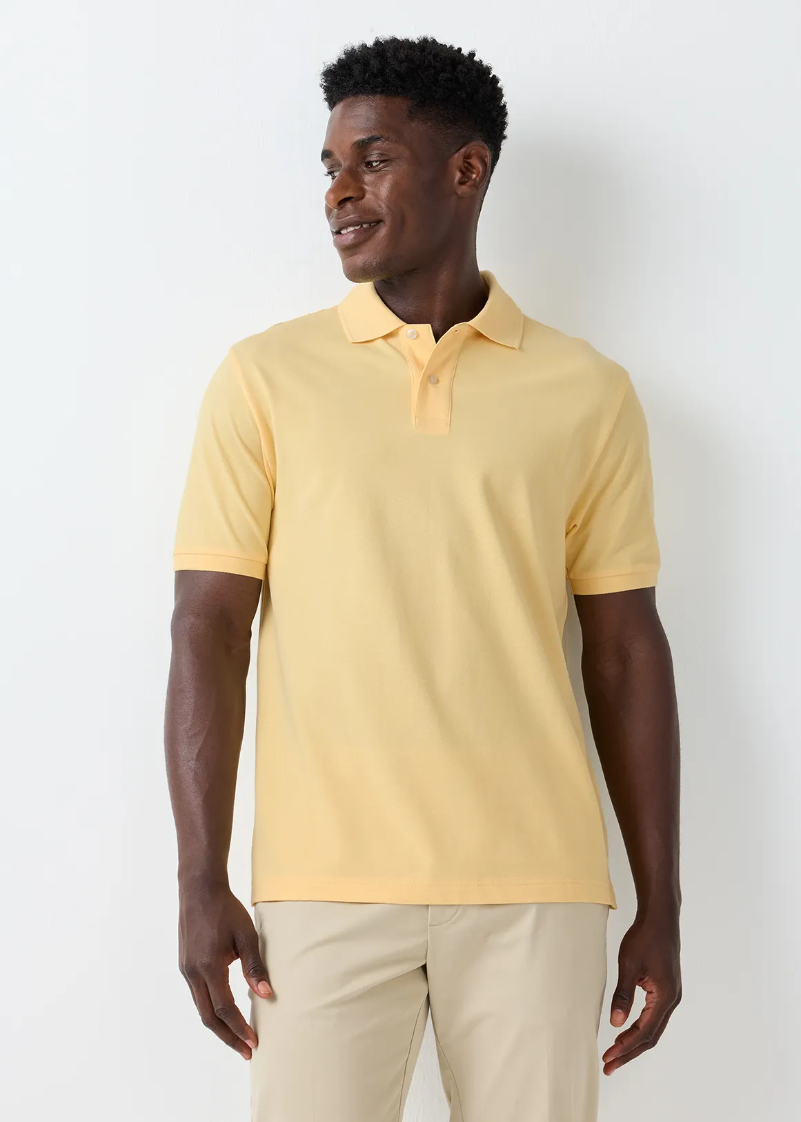 StayNew Regular Fit Pique Golfer - YELLOW