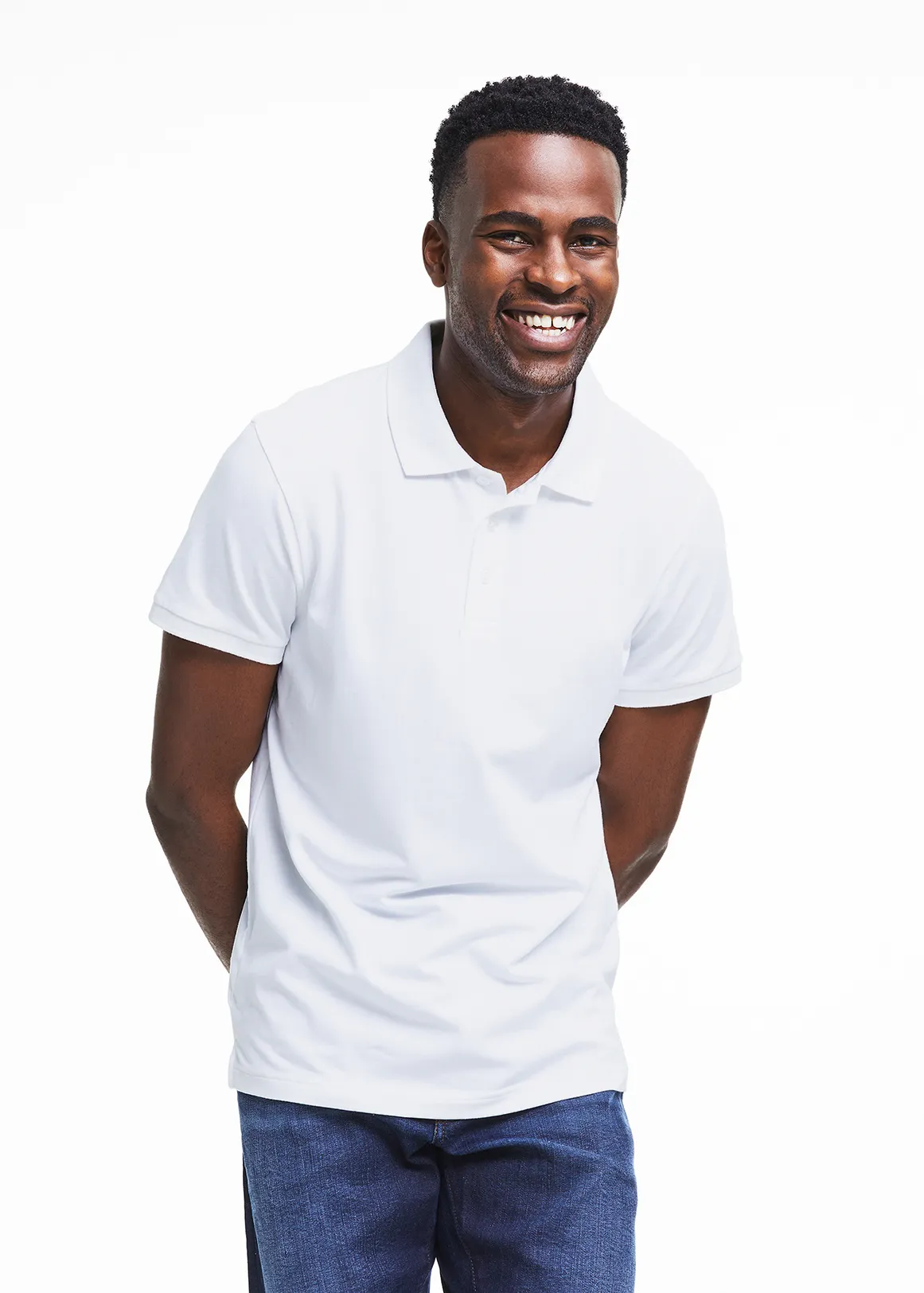 StayNew Slim Fit Cotton Stretch Golfer - WHITE