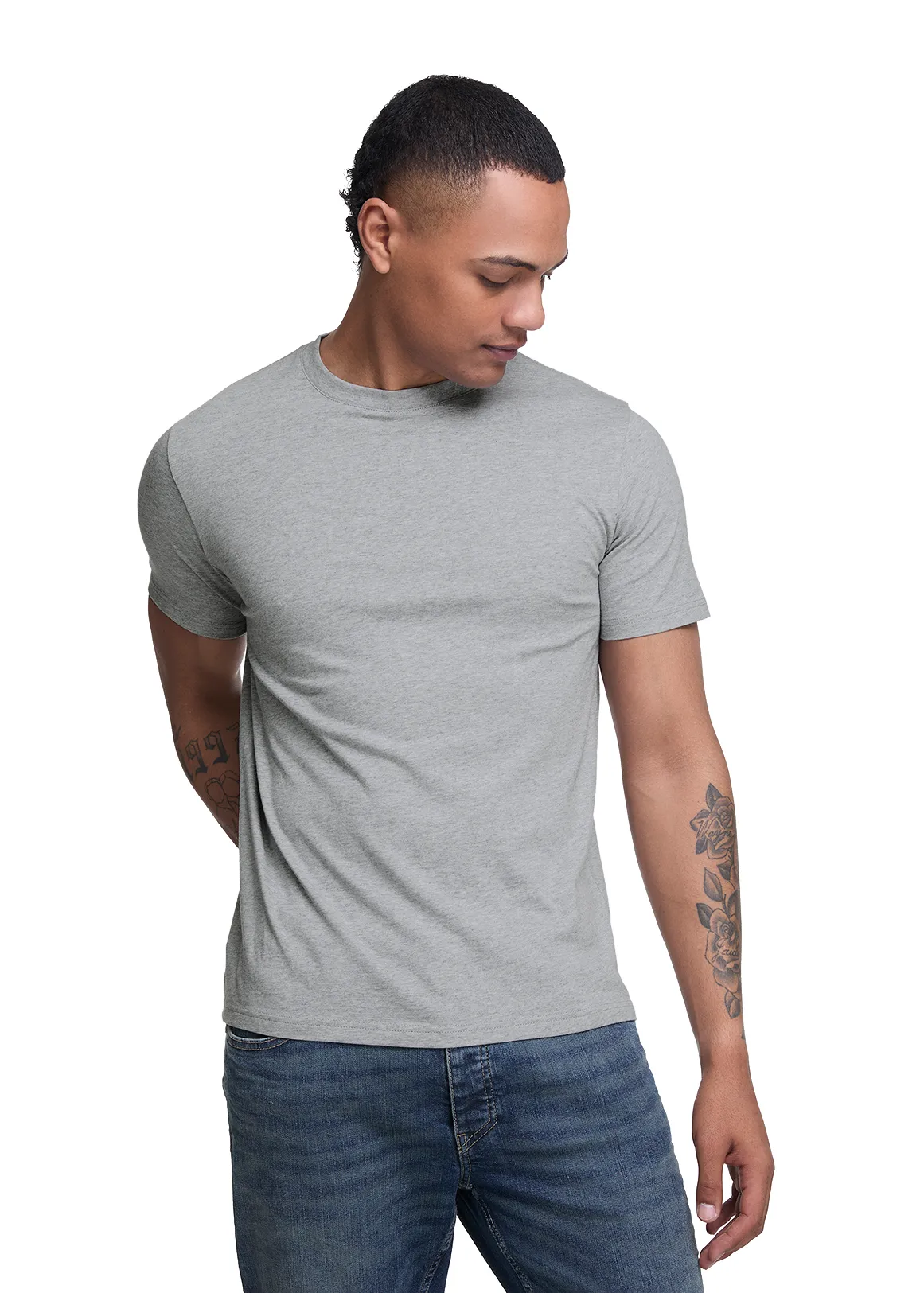 StayNew Slim Fit Cotton T-shirt - GREY MELANGE