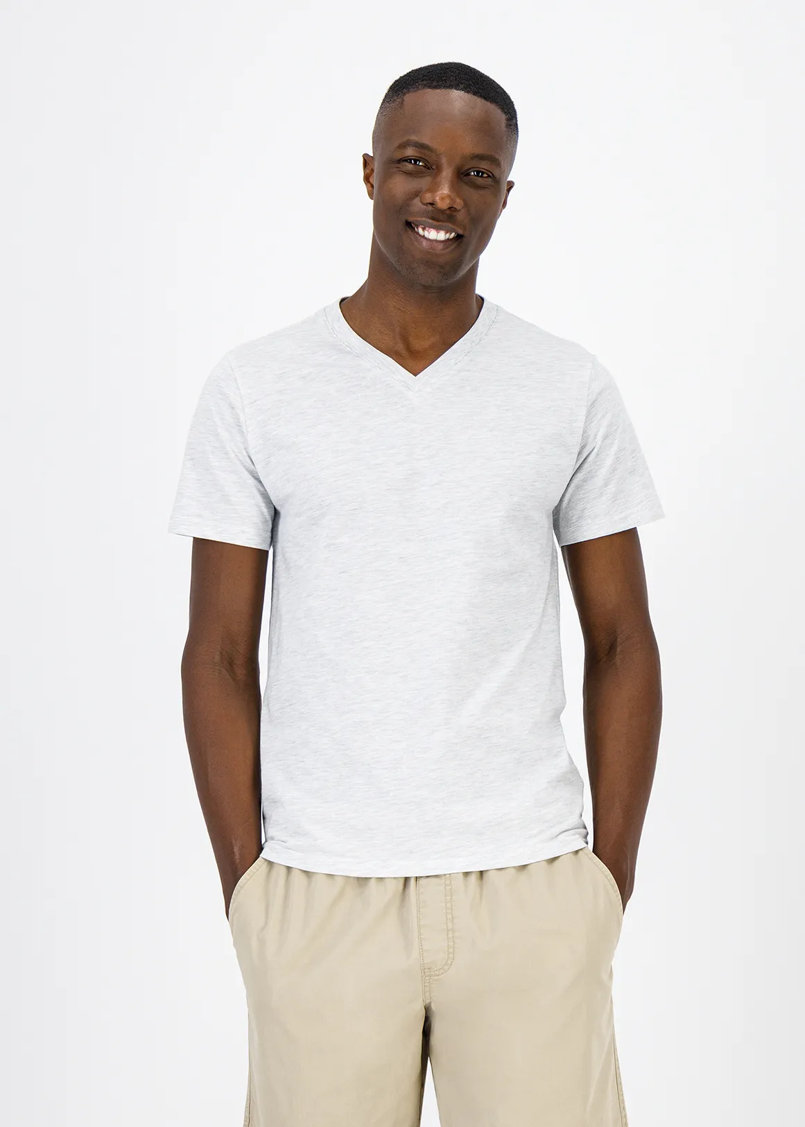 StayNew V-neck Slim Fit Cotton T-shirt - ICE