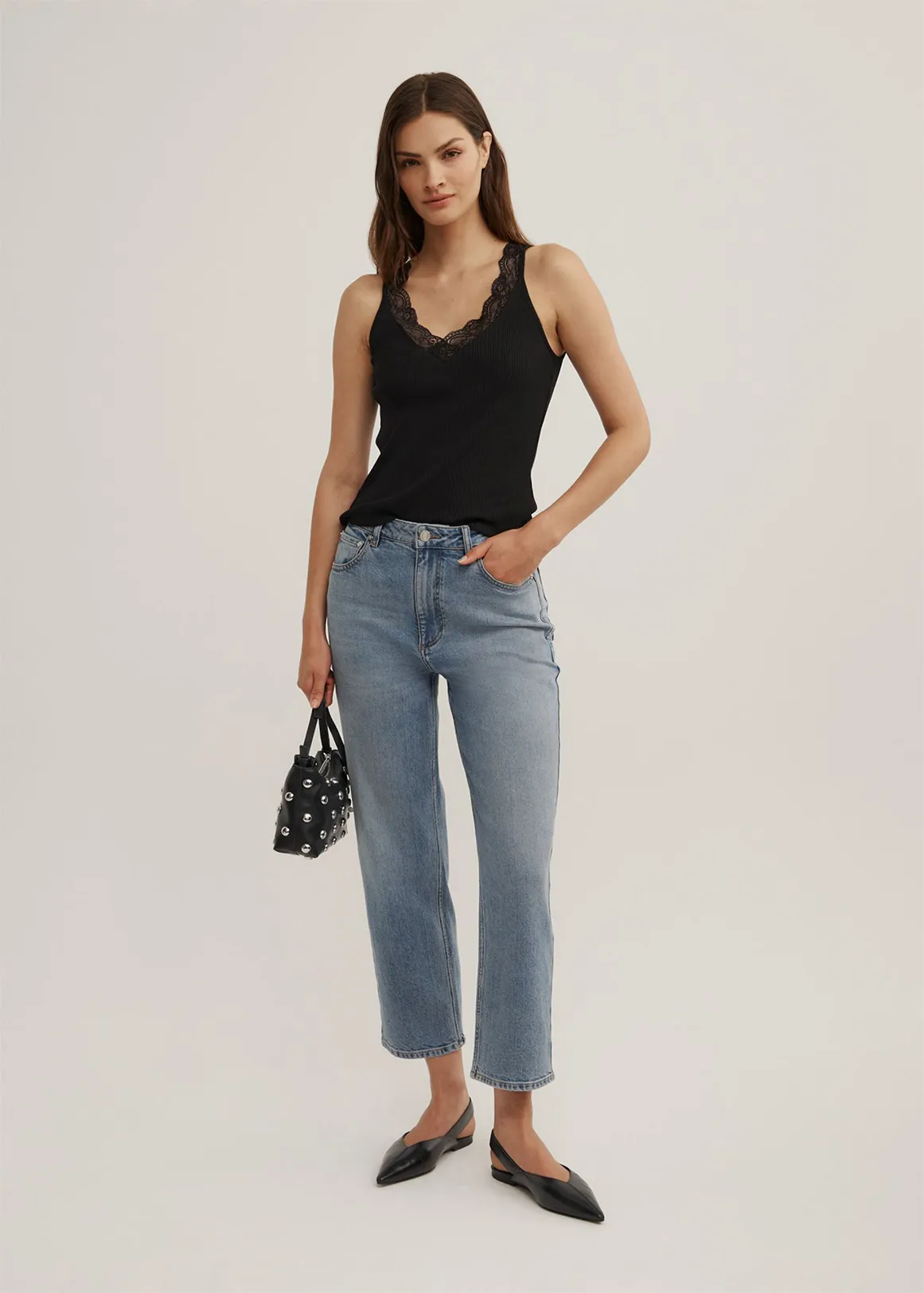 Straight Crop Jeans - SKY BLUE
