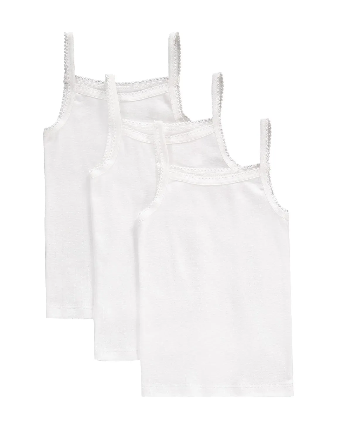 Strappy Cotton Vests 3 Pack - WHITE