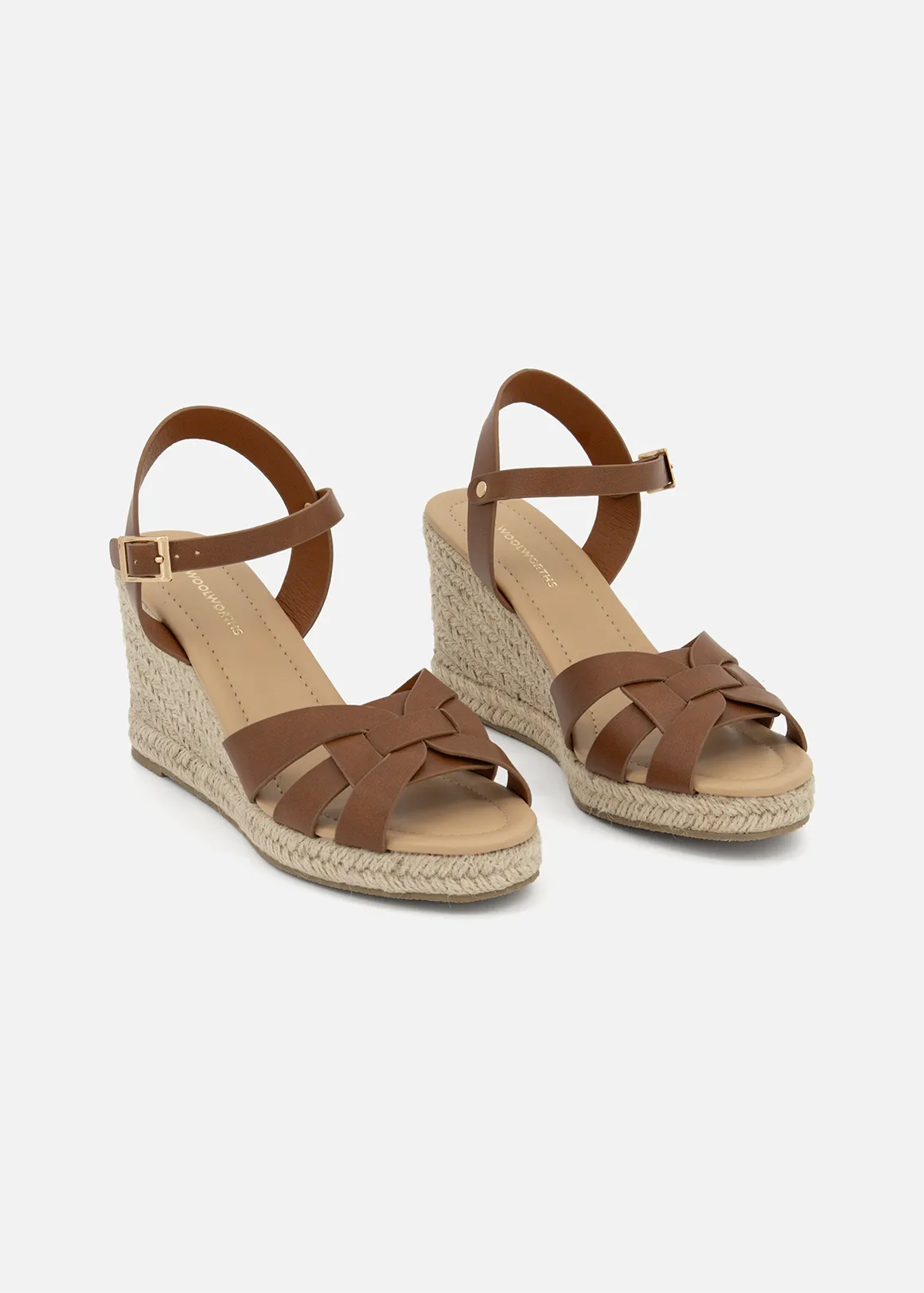 Strappy Slingback Wedge Espadrilles - TAN