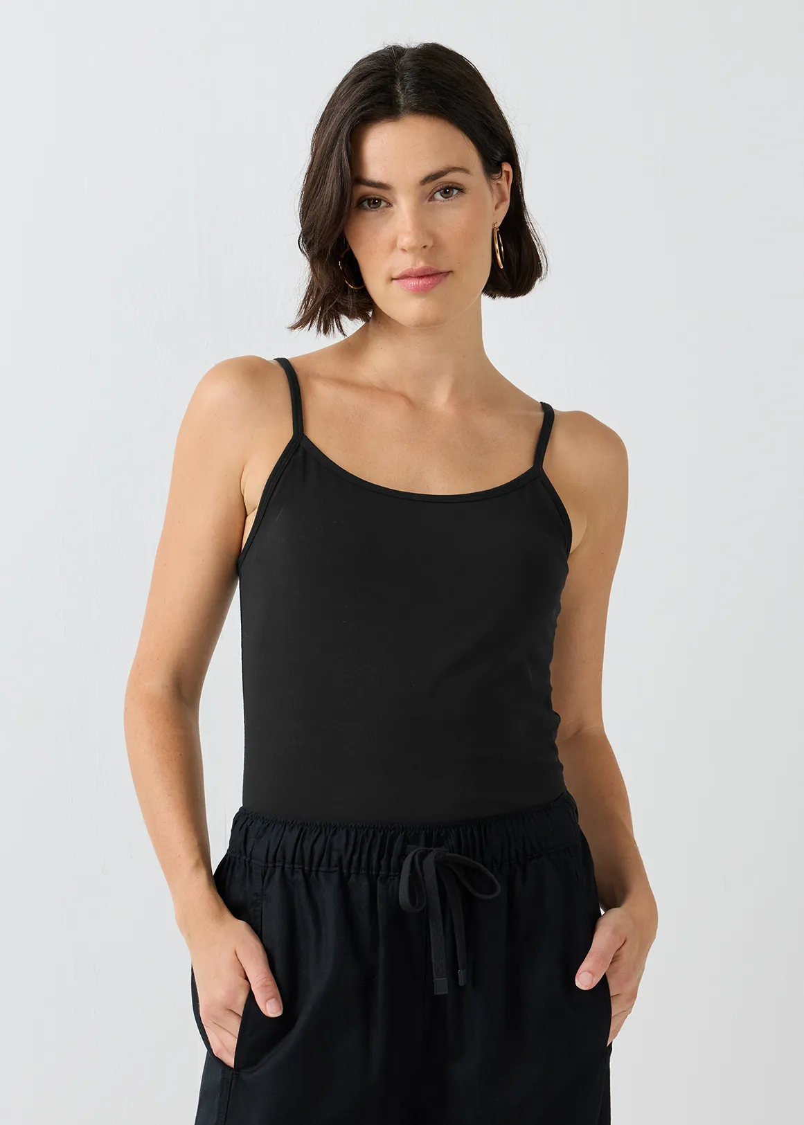 Stretch Cotton Camisole - BLACK